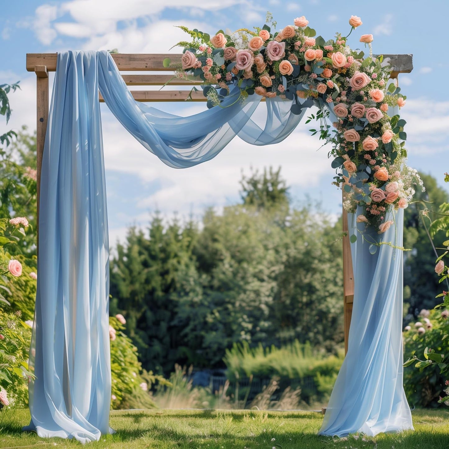Wedding Arch Draping Fabric 1 Panel 28.7" x 20FT Baby Blue Sheer Chiffon Backdrop Drapes for Wedding Ceremony Birthday Party Bridal Shower Outdoor Decoration