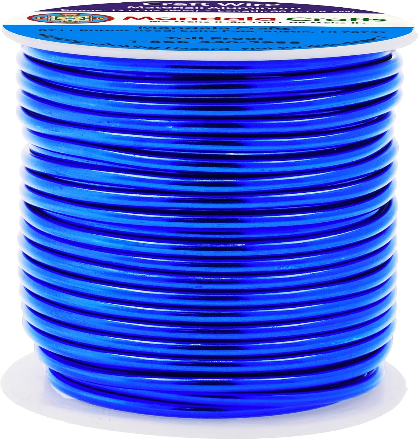 Mandala Crafts 12 Gauge Anodized Aluminum Craft Wire for Jewelry Making - 60 FT Colored Flexible True Blue Wire - Bendable for Bonsai Armature Crafting Sculpting