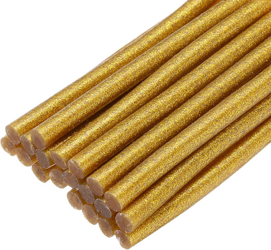 uxcell 20pcs Hot Glue Sticks for Glue Gun 7mm/0.28-inch x 4-inch Mini Hot Melt Adhesive Glue Stick Glitter Gold