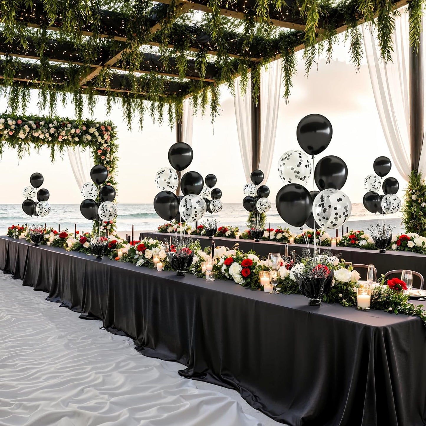 2 Set Black Balloon Table Centerpieces for Birthday Parties, Balloon Stand Kit with Black Balloons for Table Decoration