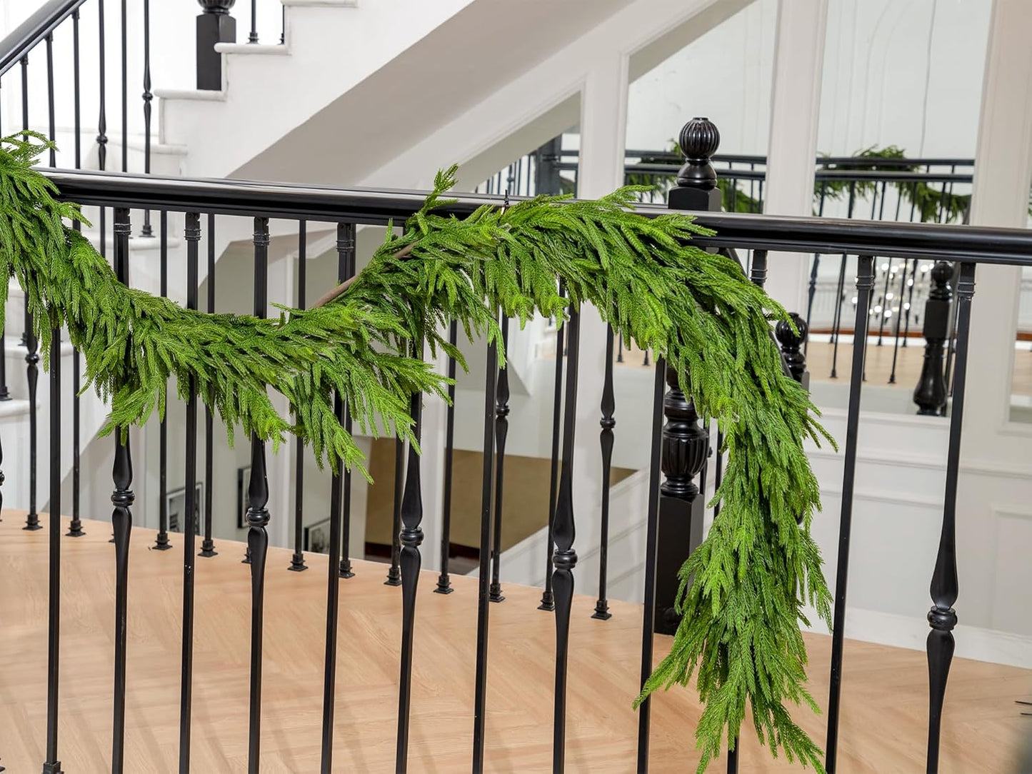 72" Norfolk Pine Garland Real Touch Christmas Garland Faux Cedar Garland Christmas Greenery for Mantle Stairs Table Fireplace Wall Xmas Indoor Outdoor Christmas Decor Holiday Decorations