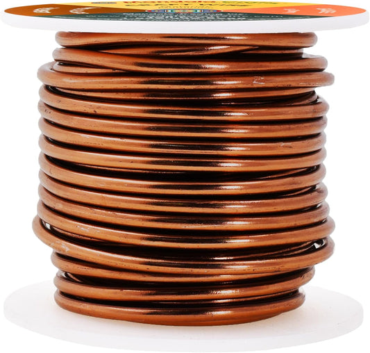 Mandala Crafts 8 Gauge Anodized Aluminum Craft Wire for Jewelry Making - 32 FT Colored Flexible Brown Wire - Bendable for Bonsai Armature Crafting Sculpting