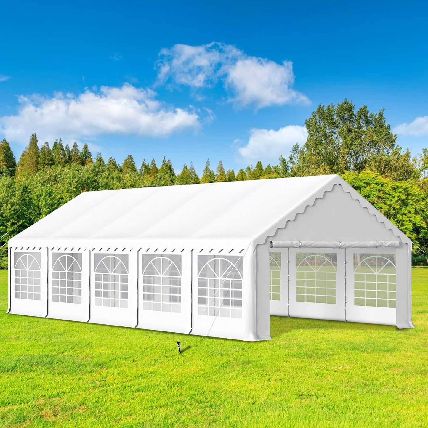 HERA'S PALACE 16'x 32' Outdoor Tents for Parties Large Canopy Tent with 12 Removable Sidewalls Heavy Duty Party Tent for Graduation Wedding and Birthday (White)