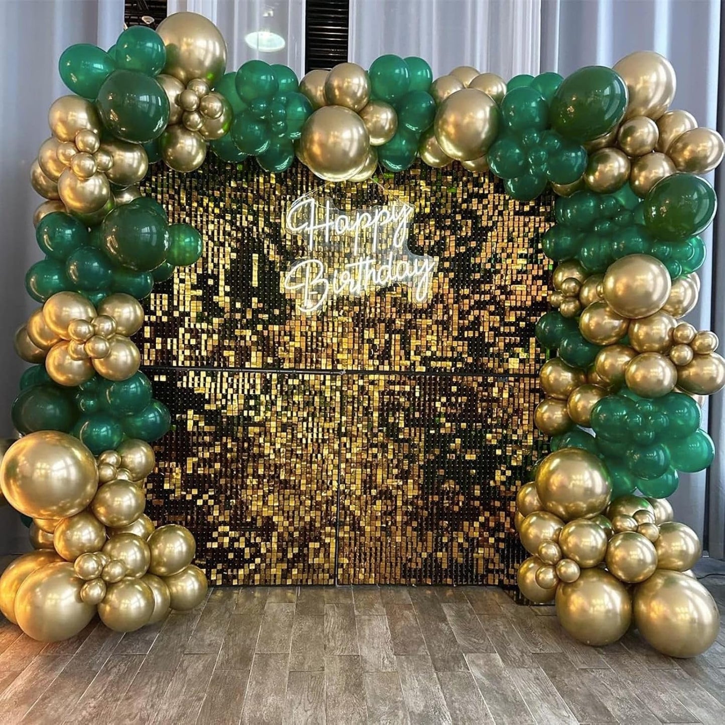 Green and Gold Balloons, 60Pcs Dark Green Gold Balloons, 12 Inch Metallic Gold Latex Balloons Green Gold Confetti Balloons Helium for Birthday Safari Jungle Baby Shower Anniversary Party Decoration