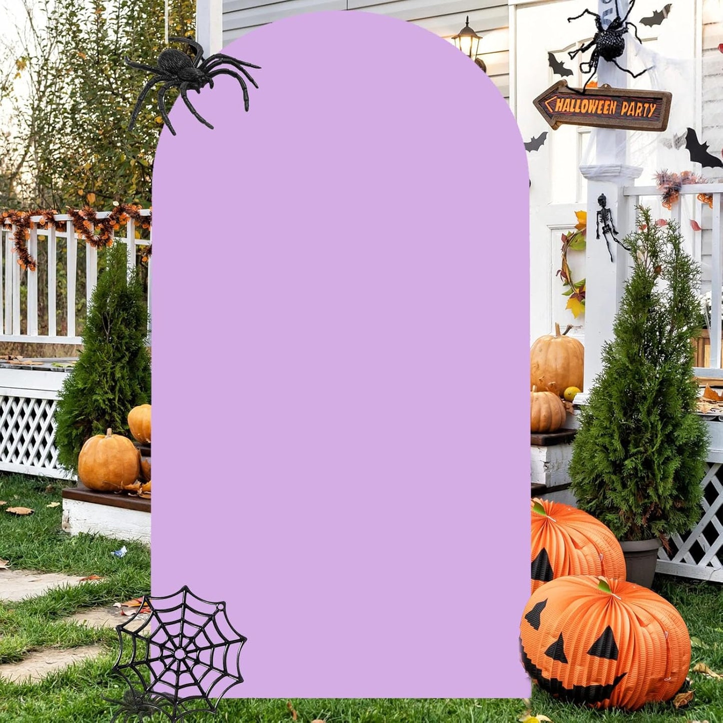 Lavender Arch Cover 7.2ft Purple Arch Backdrop Covers Halloween Chiara Arch Frame Back Drop Cover Spandex Fitted Arch Panels Backdrop Stand Cover for Baby Shower Happy Birthday Prom Decoration
