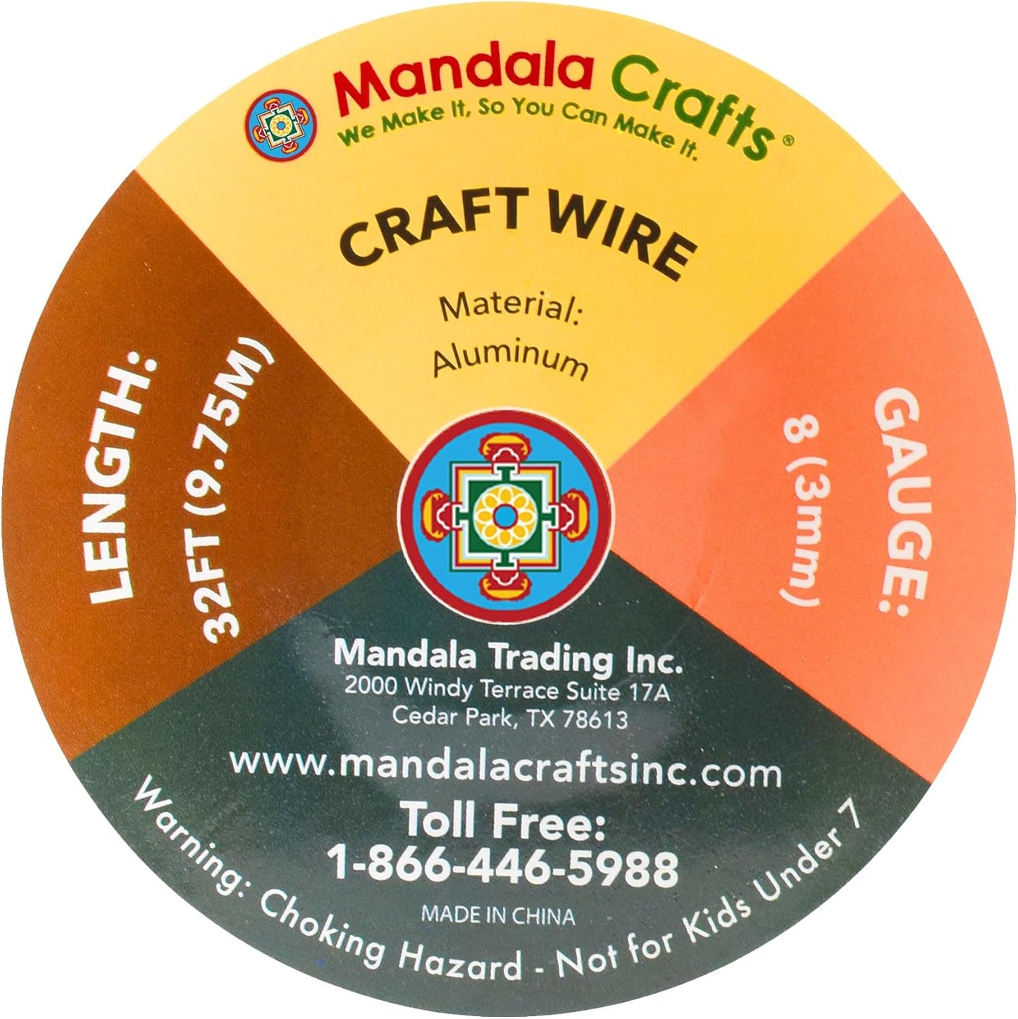 Mandala Crafts 8 Gauge Anodized Aluminum Craft Wire for Jewelry Making - 32 FT Colored Flexible Vivid Sky Blue Wire - Bendable for Bonsai Armature Crafting Sculpting