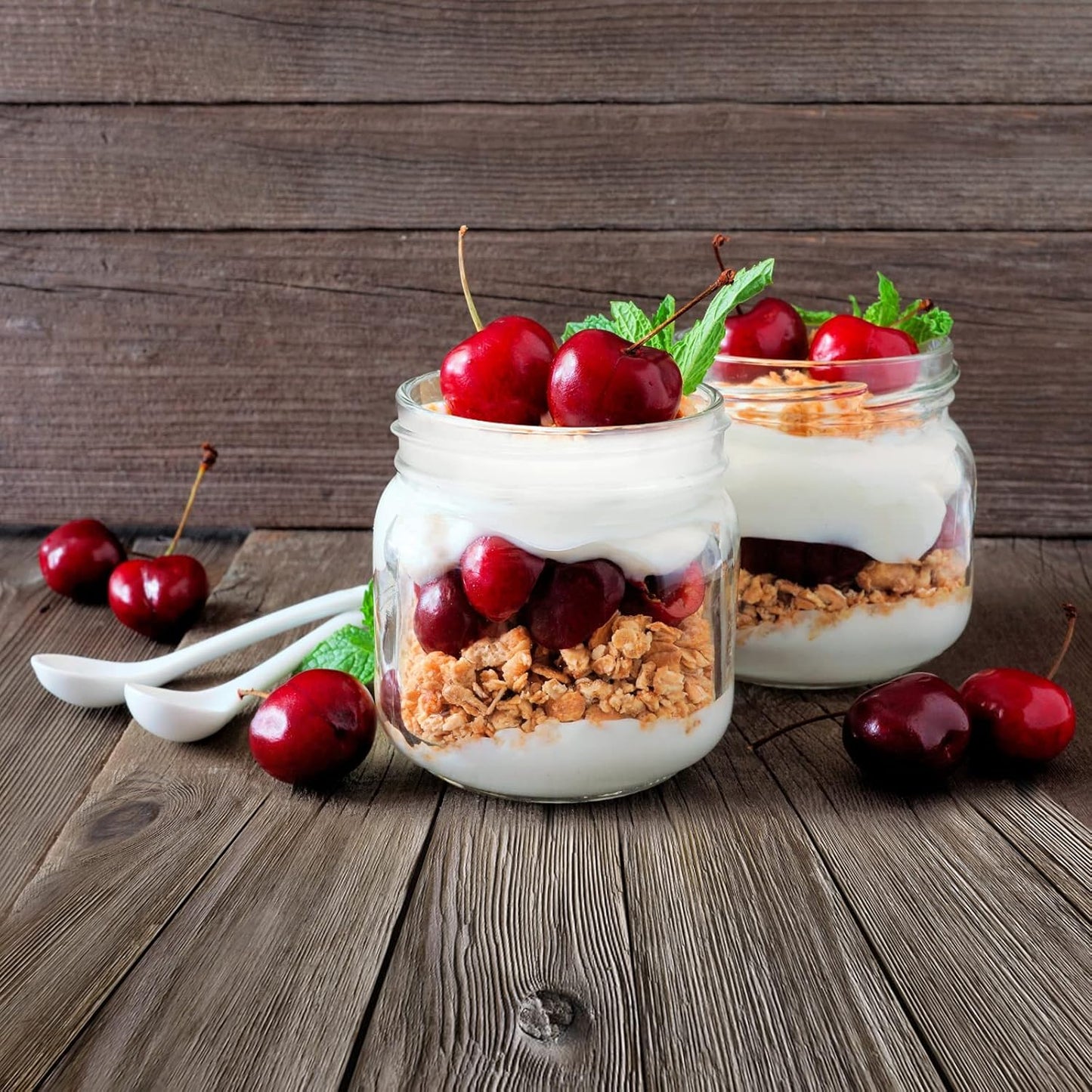 CycleMore 24 Pcs 8oz Clear Glass Mason Jars With Regular Silver Separable Lids, 250ml Round Spice Canning Jars for Honey, Jam, Herb, Wedding Favors, Kitchen Storage, DIY Souvenir