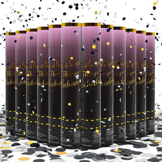 Confetti Cannon Black Gold 12 Pack Confetti Poppers 12 inch Celebrate Party Poppers Confetti Party Cannon for Anniversary Wedding Poppers Launchers, New Year's Eve, Birthdays and Weddings