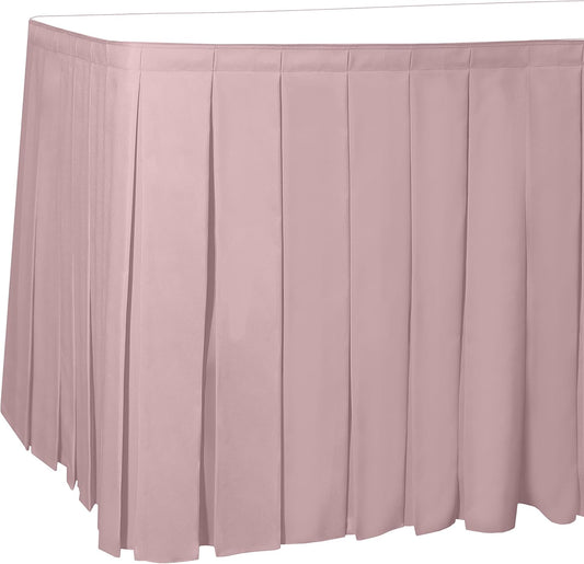 Ultimate Textile Pleat Polyester Fabric Table Skirt - Machine Washable Flame Resistant with Clips for Events, Weddings & Trade Shows, Cut & Sewn in Paterson, NJ - Light Pink, 7' Box Pleat