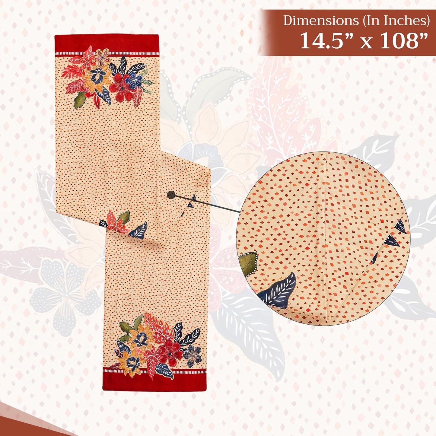 Maison d' Hermine Table Runner 100% Cotton Double Layer Table Runners 108 inches Long for Thanksgiving Christmas Decorations Home Kitchen Dining Party Wedding (Kalahari, 14.5" x 108")