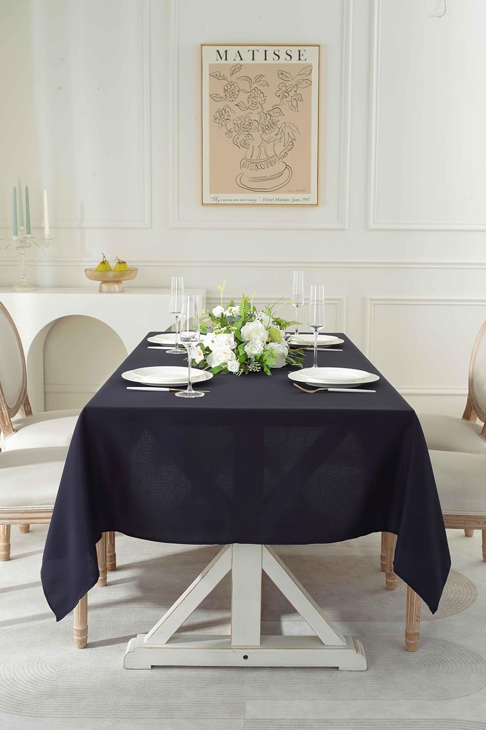 Craft And Party Rectangle Tablecloth, 70 x 120 Inch Navy Blue Tablecloth, Polyester Fabric Washable Table Cloth for Home, Party, Wedding or Restaurant Use.