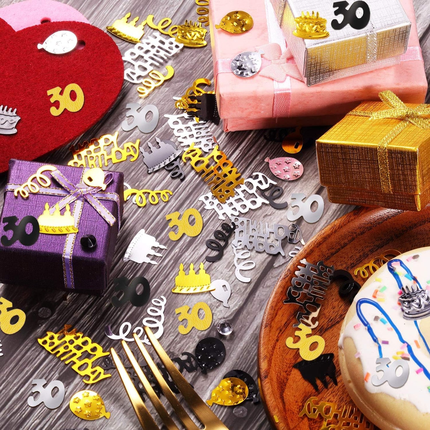 3000 Pieces 30th Birthday Confetti Number Foil Balloon 30 Table Confetti Scatters Birthday Cake Metallic Decorations for Anniversary Wedding Party