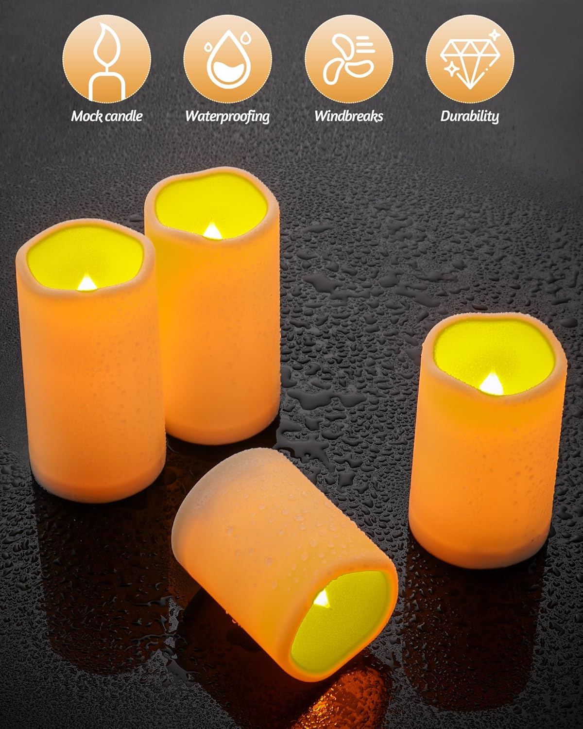 Da by Candles Battery Operated Candles LED Outdoor Waterproof Candles Plastic Fake Candles with Remote Timers Set of 12(Ivory)