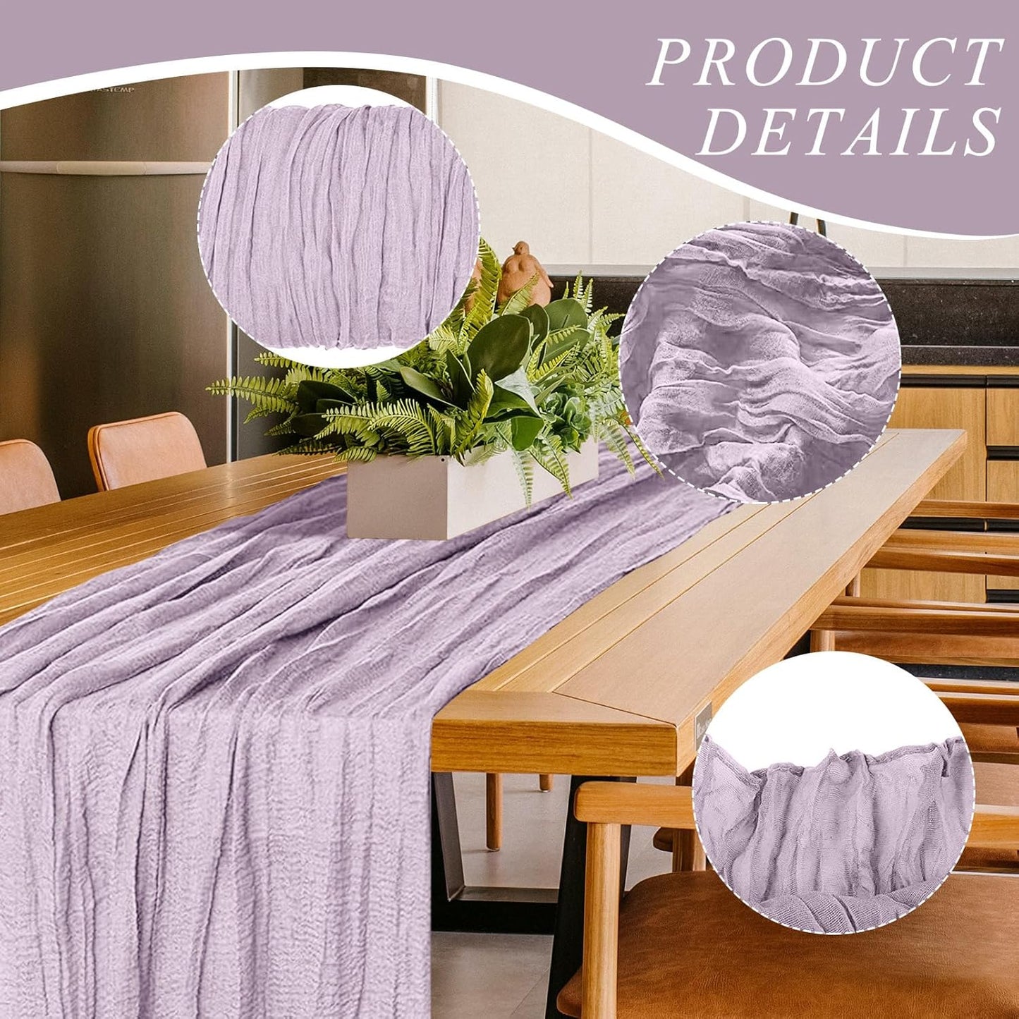 1 Pack Cheesecloth Table Runner 10Ft Christmas Gauze Boho Table Runners for Wedding Decor Bridal Shower Decorations Baby Shower Party(35" x 120")