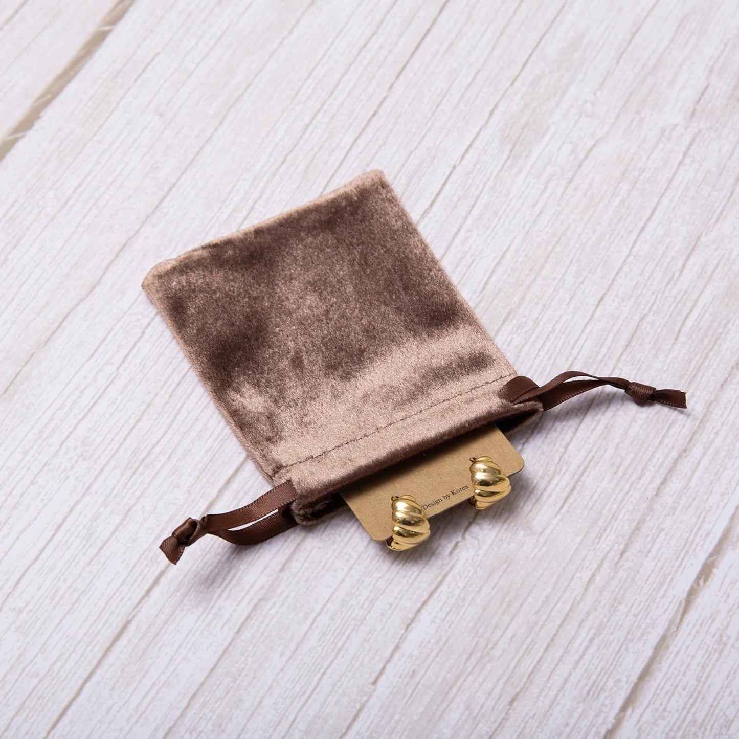 QIANF 12pcs Brown Velvet Drawstring Bags 3x4 inches Glossy Small Velvet Cloth Gift Bags Jewelry Pouches for Storage Wedding Party Favor Christmas