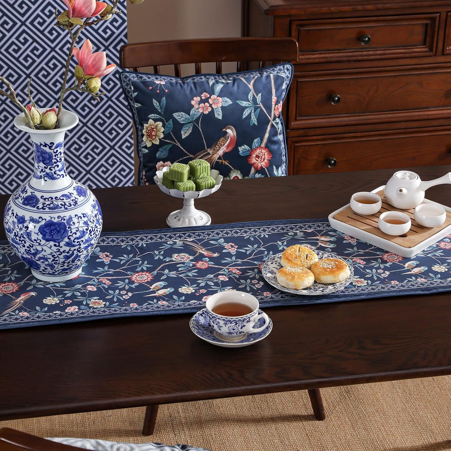 Velvet French Table Runner Farmhouse for Home Kitchen Dining Decor Parties Family Dinners Wedding 12"*118"