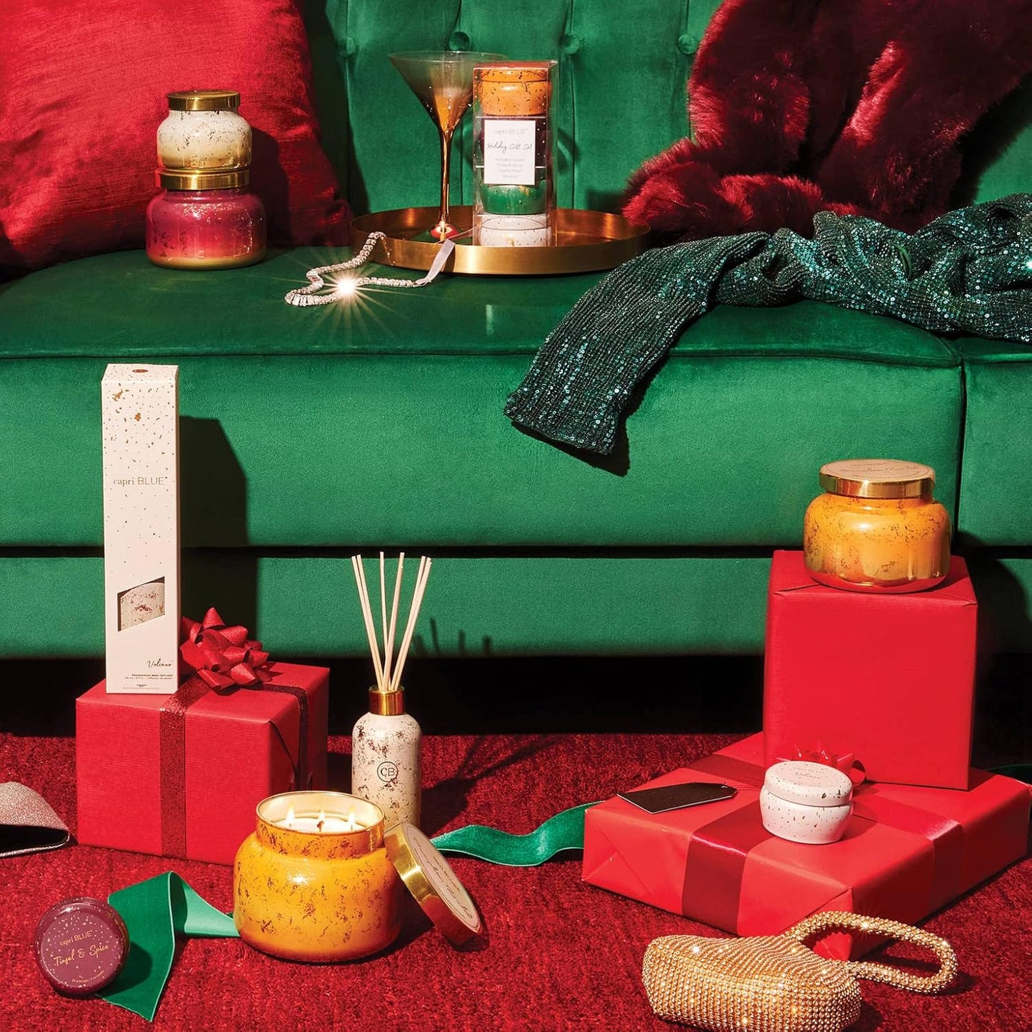 Capri Blue Glimmer Jar Candles - Luxury Holiday Scented Candles for Home - Long Lasting Soy Wax Blend - Scented Holiday & Home Decor - Pumpkin Dulce Oversized Signature Jar (28 oz)