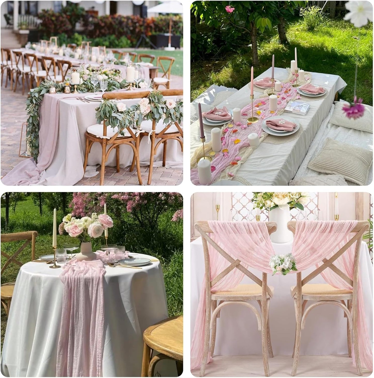 Sioloc 10 Pack Light Pink Cheesecloth Table Runner Fall Autumn Decor for Home 10ft Table Cloth for Tea Wedding Birthday Party Baby Bridal Shower Halloween Thanksgiving