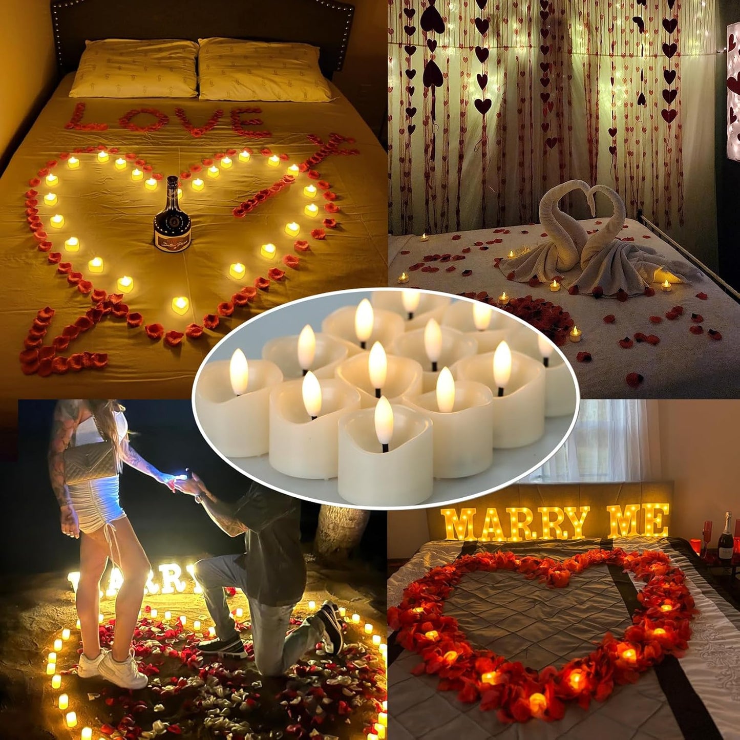 48 Pack Battery Operated Votive Candles 1.5 x 1.67 inches Flameless Votive Tealights Black Wick Tea Lights LED Electric Fake Candles Realistic for Wedding Christmas Thanksgiving Party Decoration