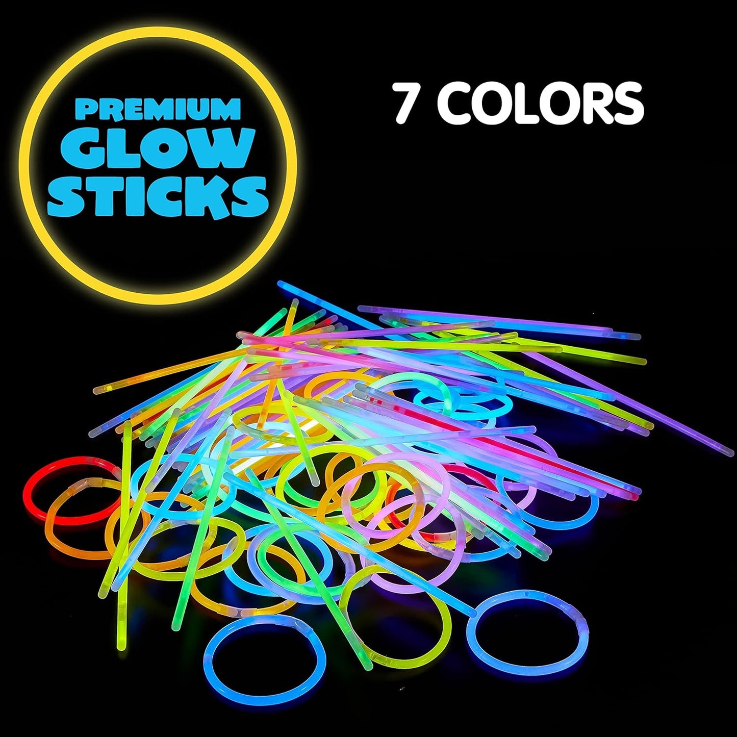 JOYIN 300 Pcs 8" Glowsticks, Halloween Supplies Pack, Bracelets Necklaces, Glow in the Dark Party Favors, Easter, Christmas, Football Party Supplies