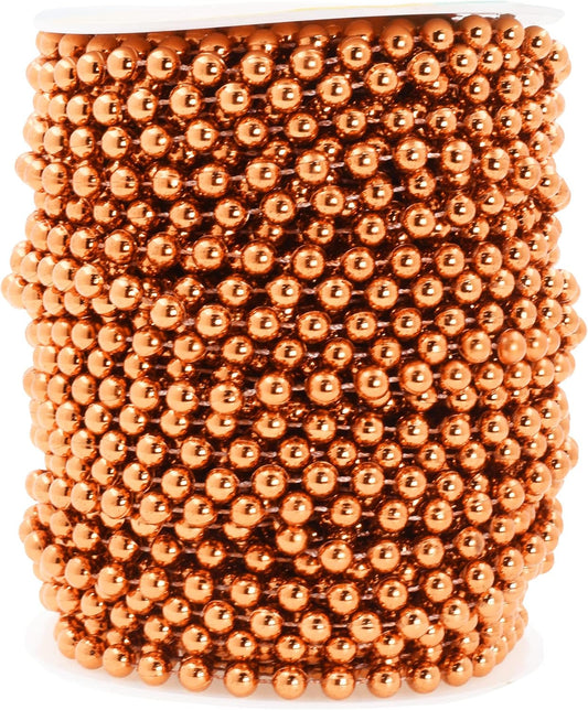 Mandala Crafts 6mm Faux Copper Pearl Beads Roll - 27 Yards Strand of Fake Pearls Chain Garlands Spool String for Christmas Tree, Wedding, Party, Vases, DIY Decoration