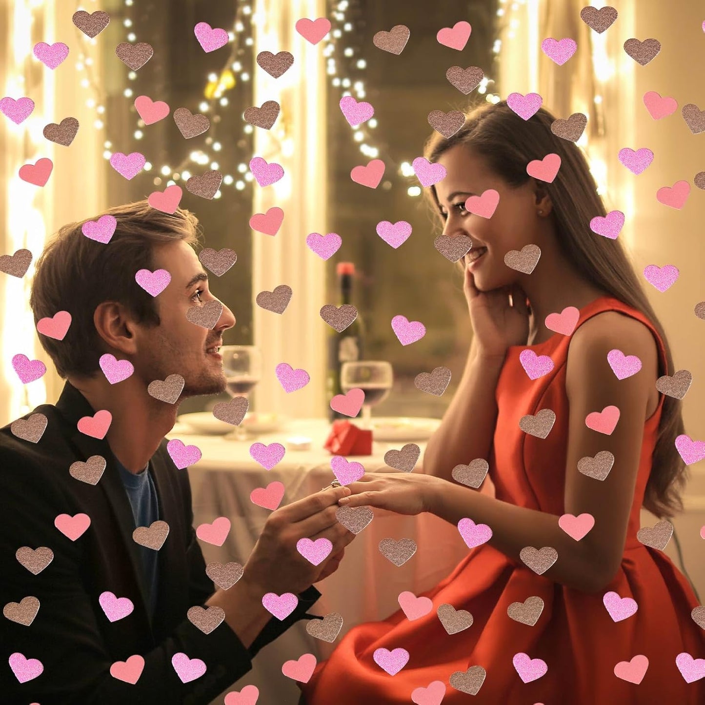 200 Pcs Pink Heart Paper Confetti for Valentine's Day Wedding Baby Shower Birthday Party Table Decoration Supplies