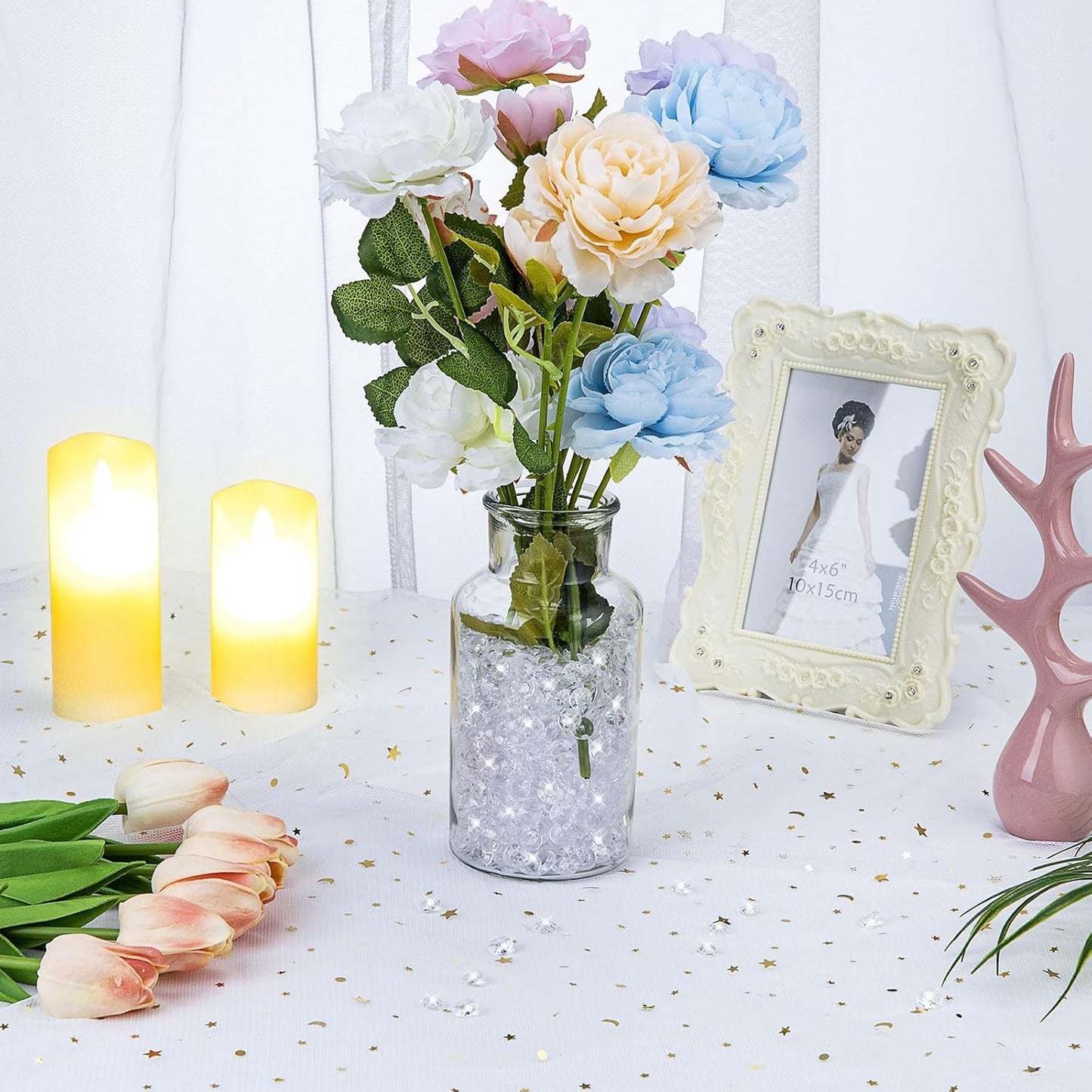 5000 pcs/Pack Wedding Table Scatter Confetti Crystals Acrylic Diamonds 6 mm Rhinestones for Wedding, Bridal Shower, Vase Beads Decorations (6mm, Light Yellow)