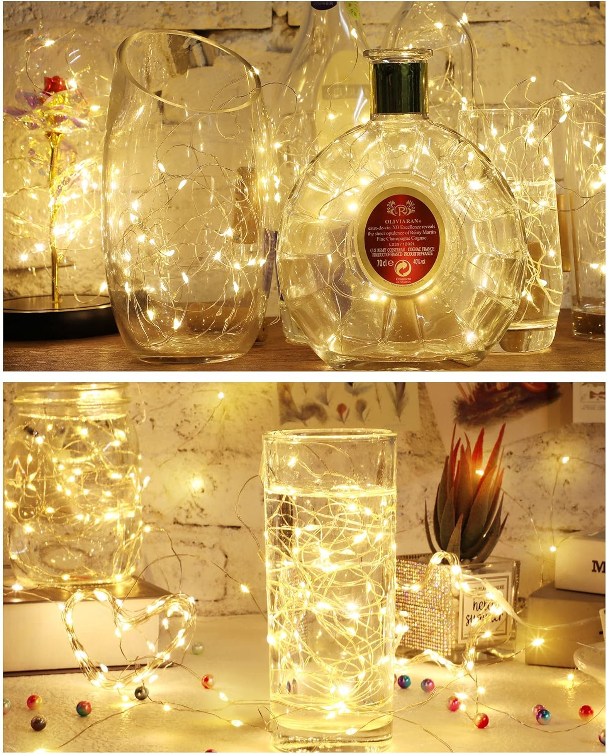 Hortsun 60 Pack Wine Bottle Lights with Cork Fairy Mini String Lights Battery Operated Mini Waterproof 7 ft Silver Wire 20 Led Cork Shape for Christmas, DIY, Party, Decor, Wedding, Bar(Warm White)