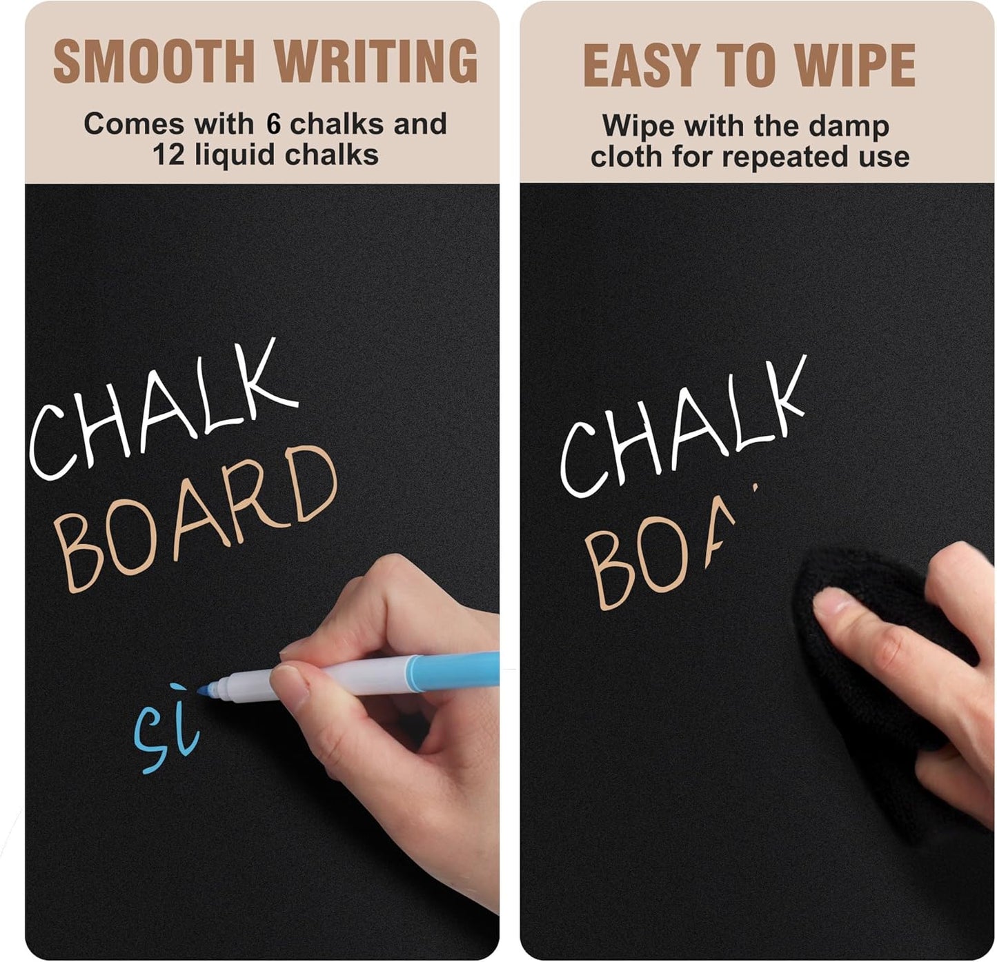 SELEAD Small Chalkboard Words Sign - 2 Pack 8x12 Inch Tabletop Decorative Chalk Board with Wooden Stand, Double-Sided Erasable Message Menu Board for Food, Store, Business, Wedding