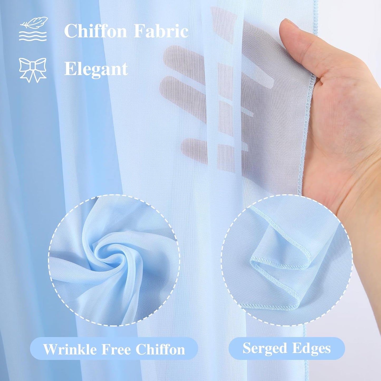 Wedding Arch Draping Fabric, 1 Panel 18FT Baby Blue Sheer Backdrop Curtain Chiffon Fabric Drapes Arbor Drapery Wedding Ceremony Reception Swag Decorations