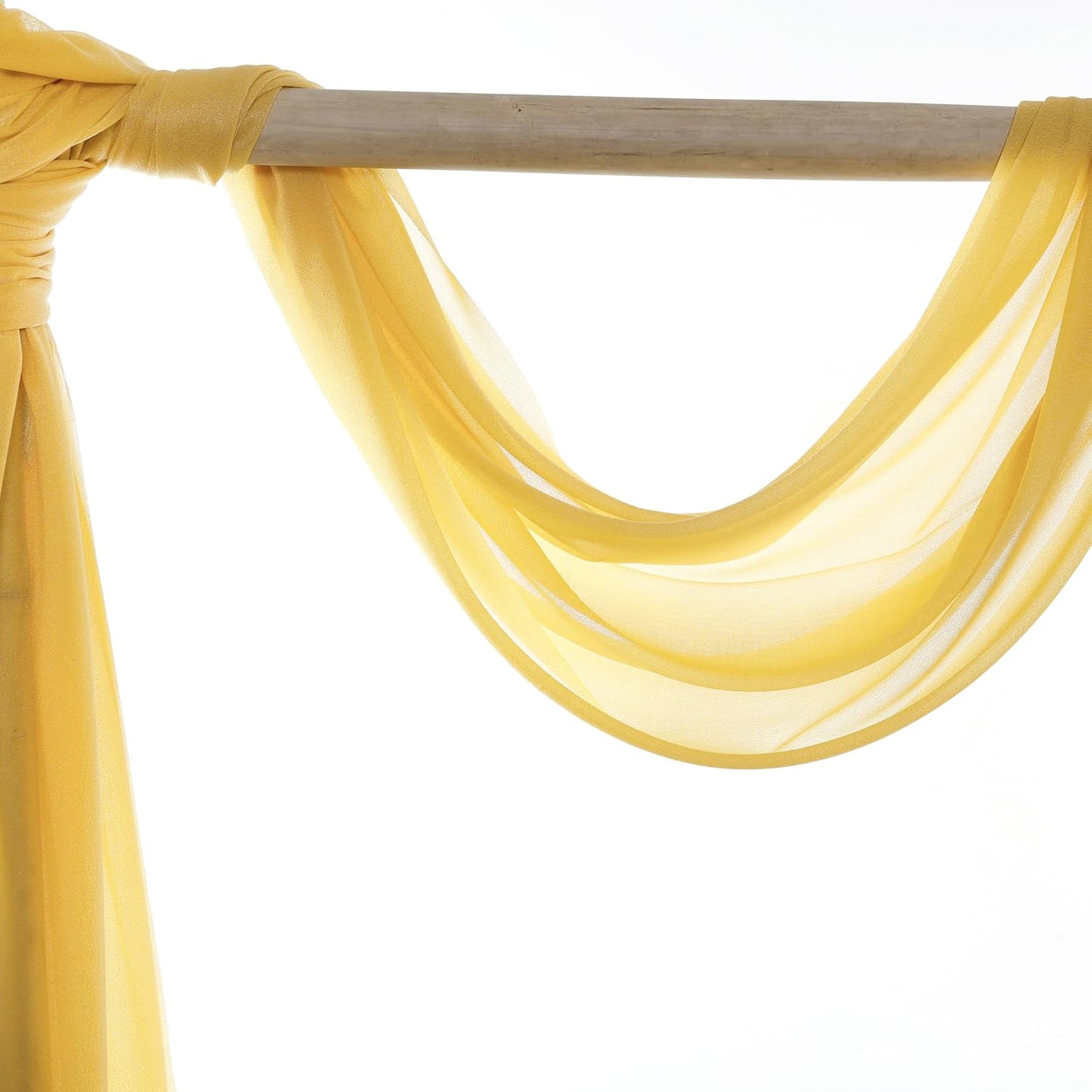 VDS Pack of 2 Panel (30 Inch X 50 Feet) Wedding Arch Draping Fabric Sheer Chiffon Fabric Drapery for Wedding Ceremony Reception Swag Backdrop Canopy Chuppah ARBO Altars Decoration (Gold)