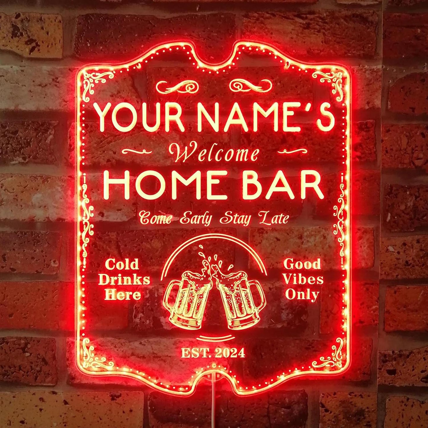 ADVPRO Personalized Your Name Home Bar RGB Dynamic Glam LED Sign - Cut-to-Edge Shape - Smart 3D Decoration - Multicolor Signage st06s64-fnd-p11b-tm-c