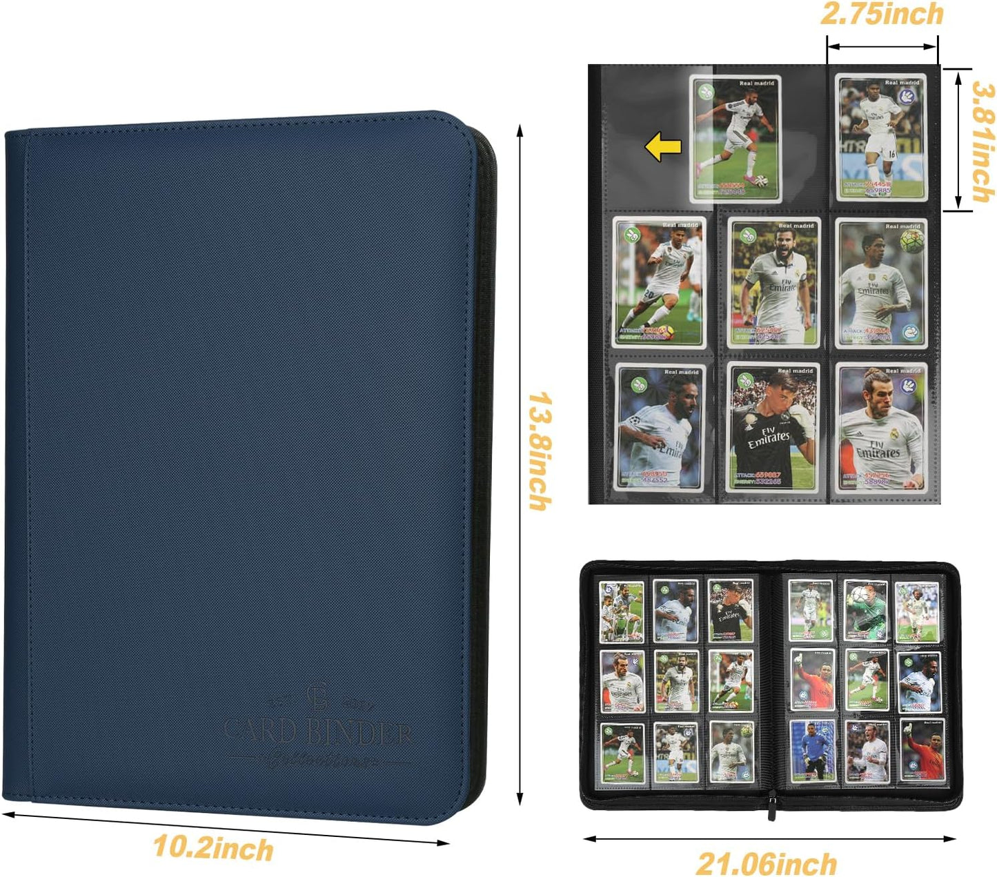 Trading Card Binder, Card Collection Binder Album Folder with 540 Side Loading Pockets, 9 Pocket Trading Card Album Folder for TGC,MTG, Baseball Cards, Yugioh