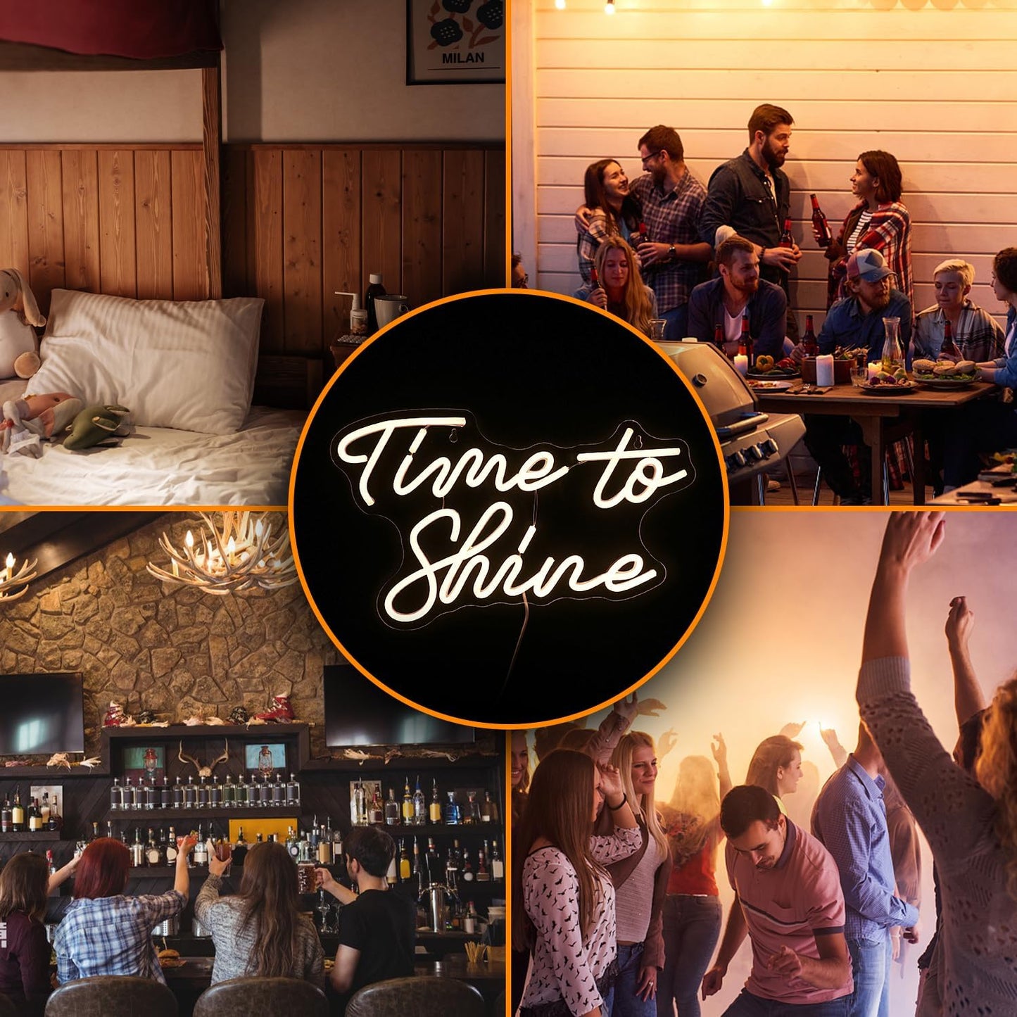 Time To Shine Neon Sign Warm White Led Sign Neon Lights for Lover Dimmable Letter Light Up Sign USB Powered with Switch Neon Signs for Bedroom Wall Decor Party Wedding Church（16.5’’X10.2’’）