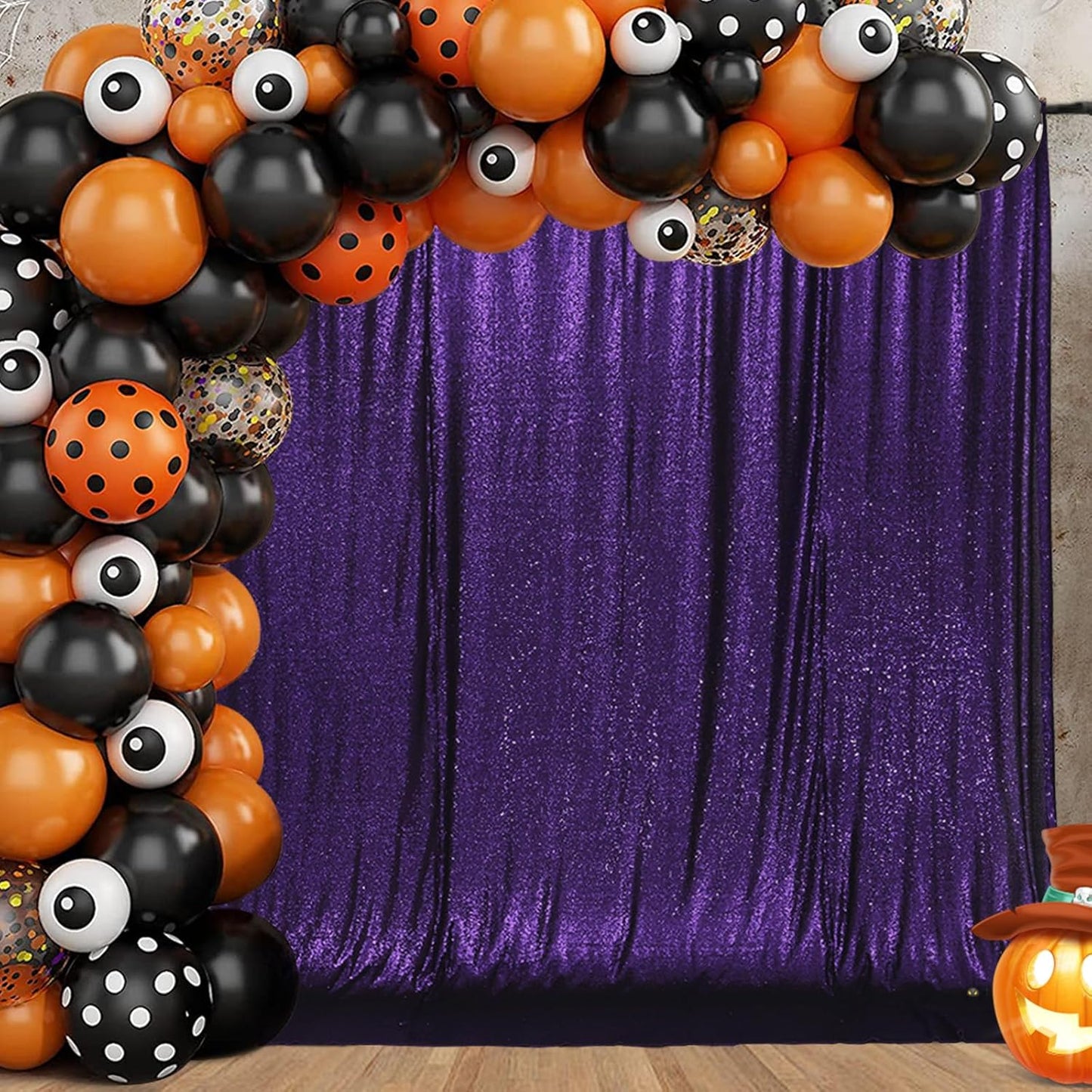 Eternal Beauty Purple Sequin Backdrop, 10x10 Ft Halloween Glitter Background Curtains for Shimmer Photography Party Wedding Birthday Back Drop Decor