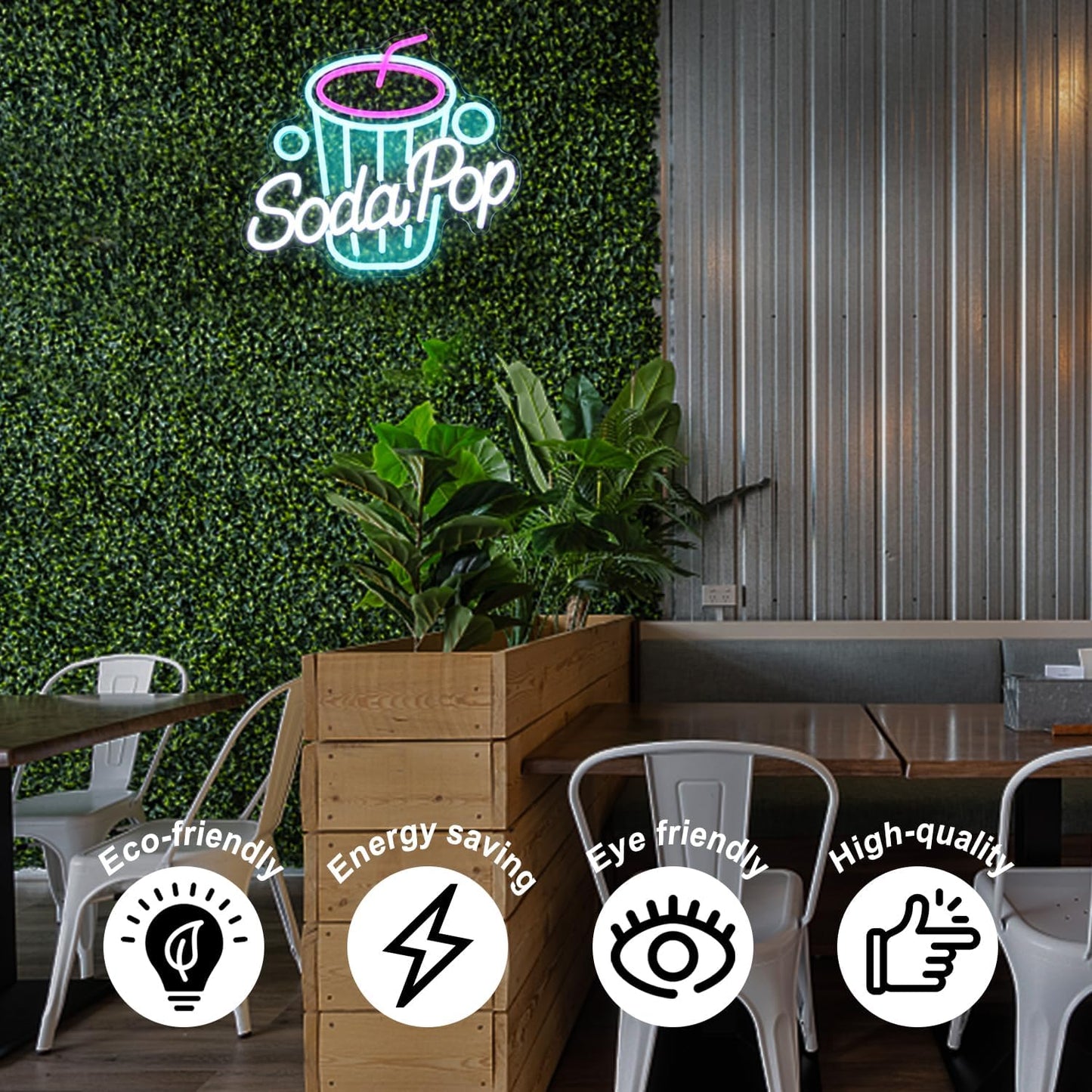 Soda Pop Neon Sign Drink Neon Lights Dimmable Beverage Cup LED Signs for Wall Business Sign Cocktail Neon Light Up Sign for Food Drink Restaurant Dessert Shop Bar Kitchen Decor