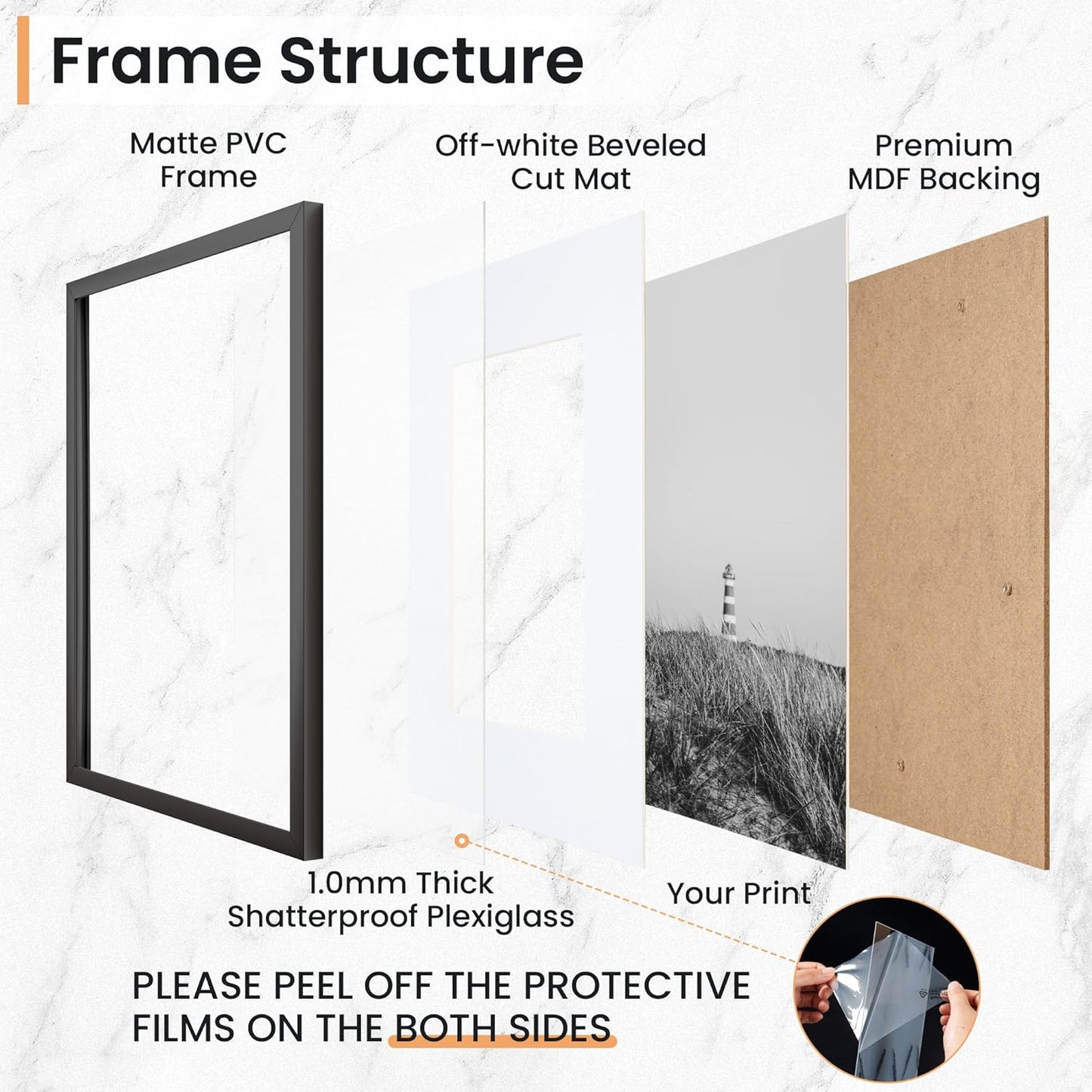 5x7 inch Picture Frame, 5x7 Photo Frames with 4x6 Removable Mat - High Definition Plexiglass - Vertical and Horizontal Display - Wall Hanging Frame - Black, 3 Pack