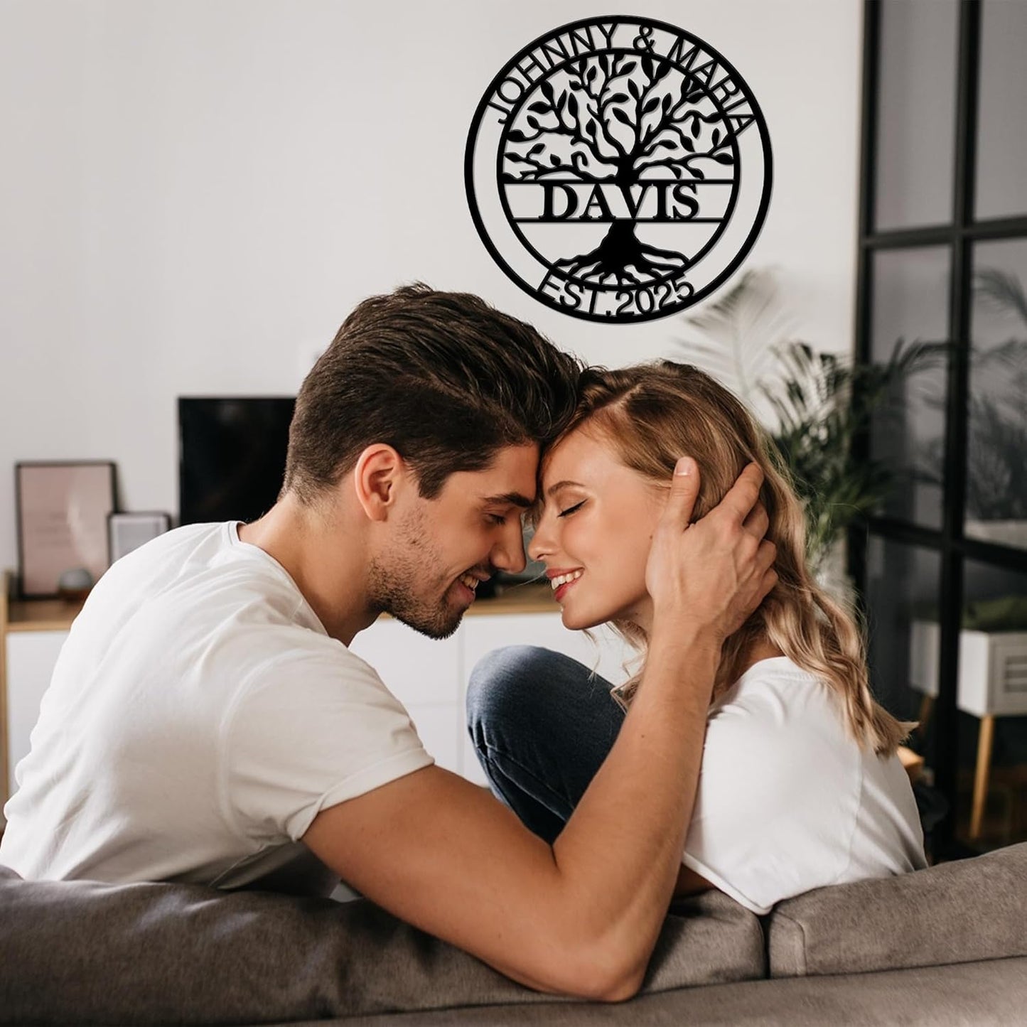 Personalized Wedding Gift for Couple, Custom Metal Tree of Life Wall Art Sign, Outdoor Monogram Family Last Name Decor Sign, Christmas Valentine's Day Housewarming Gifts