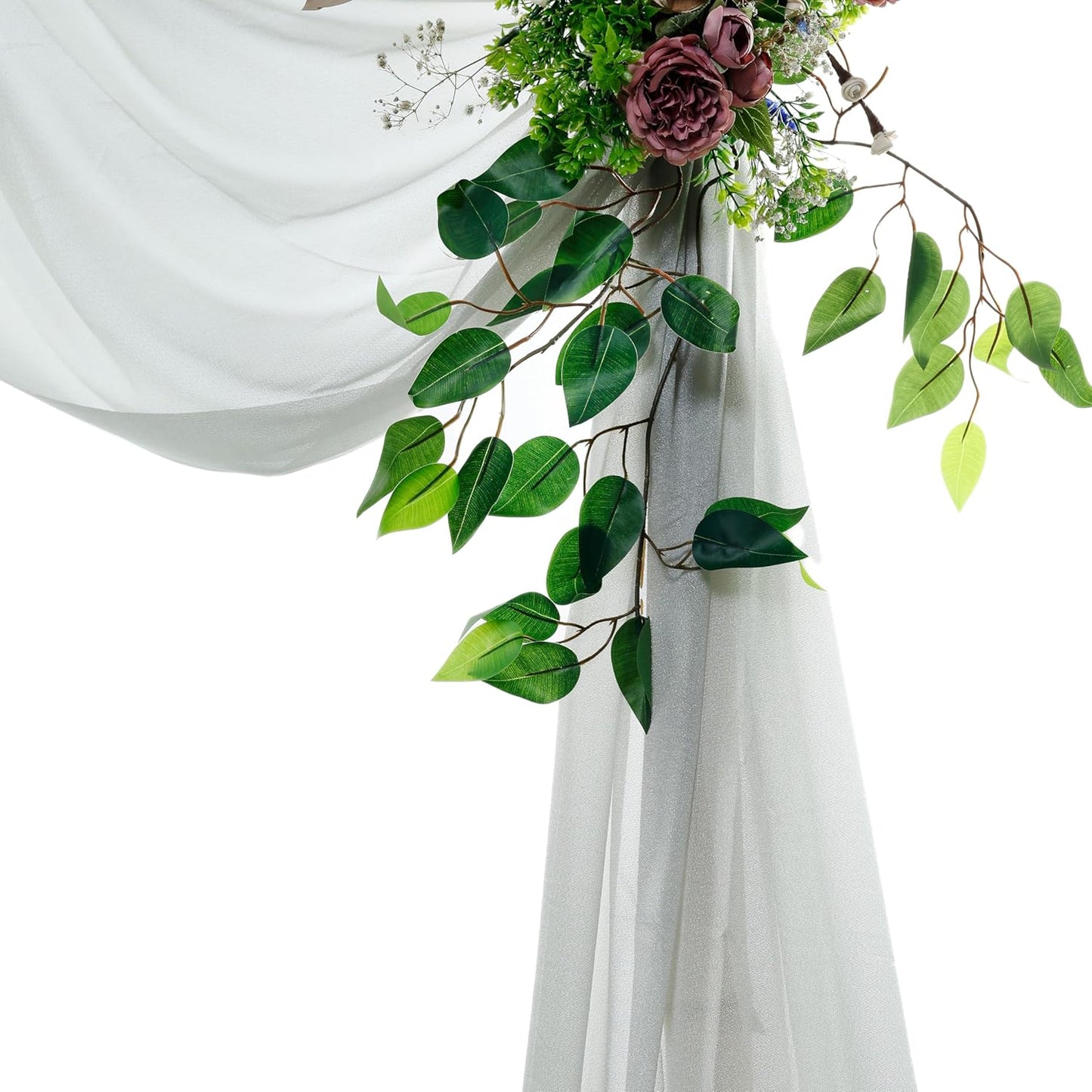 VDS Pack of 2 Panel (30 Inch X 30 Feet) Wedding Arch Draping Fabric Sheer Chiffon Fabric Drapery for Wedding Ceremony Reception Swag Backdrop Canopy Chuppah ARBO Altars Decoration (Grey)