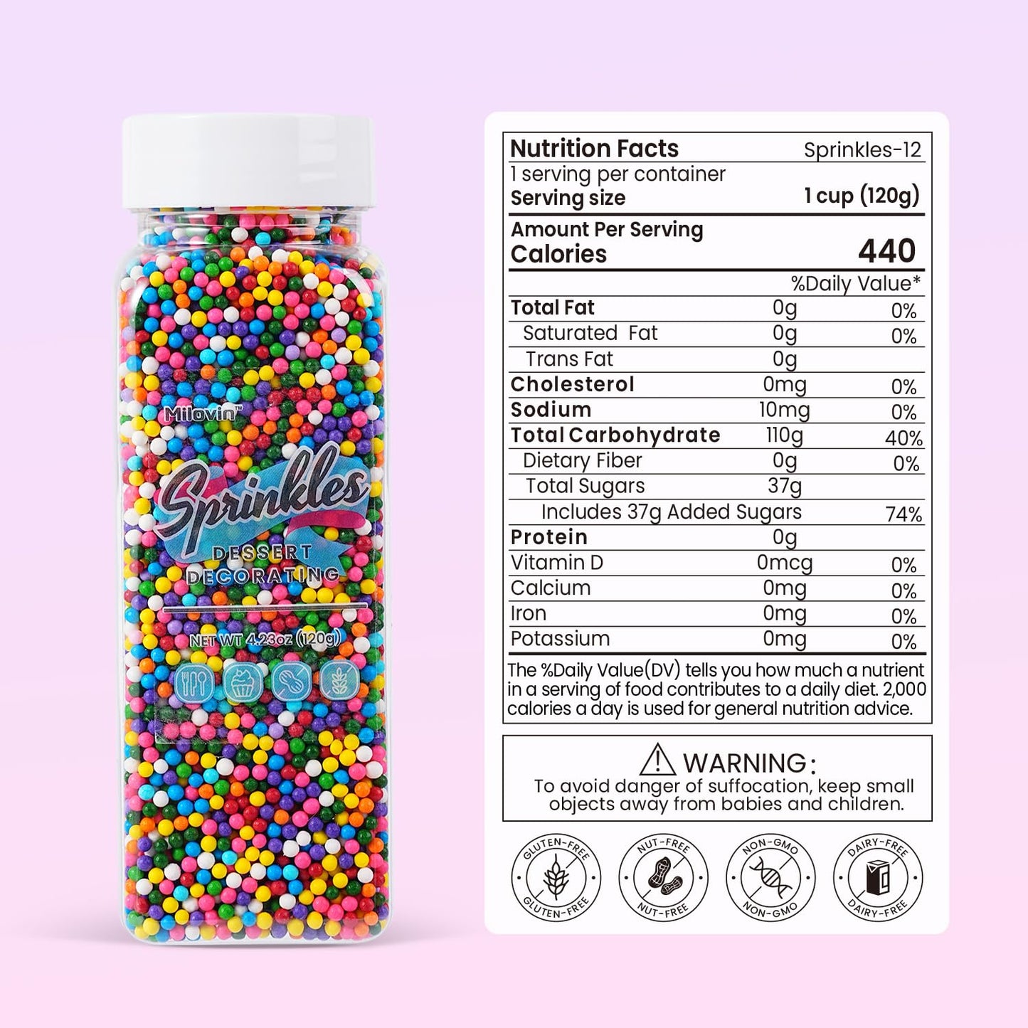 Rainbow Nonpareils Sprinkles, 4.23oz Nonpareils, Edible Rainbow Sprinkles for Cake Decorating, Cookies, Cupcakes, Macarons, Donuts and Ice Cream Topping(120g)
