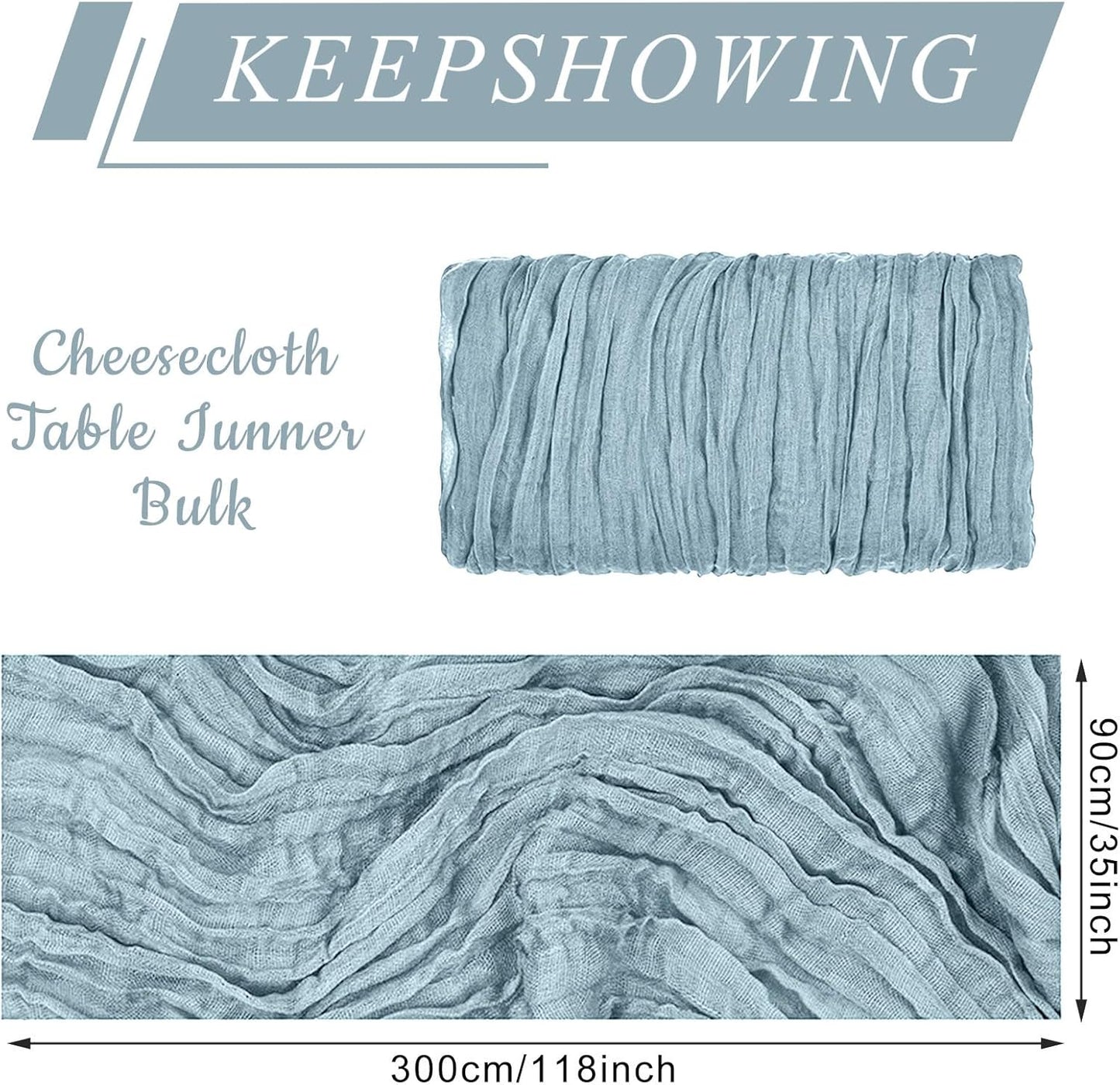 12 Pack Cheesecloth Table Runner, Runner Gauze Boho Wedding Decor Romantic Table Runner for Wedding Birthday Party(35" x 118")(Grayblue)