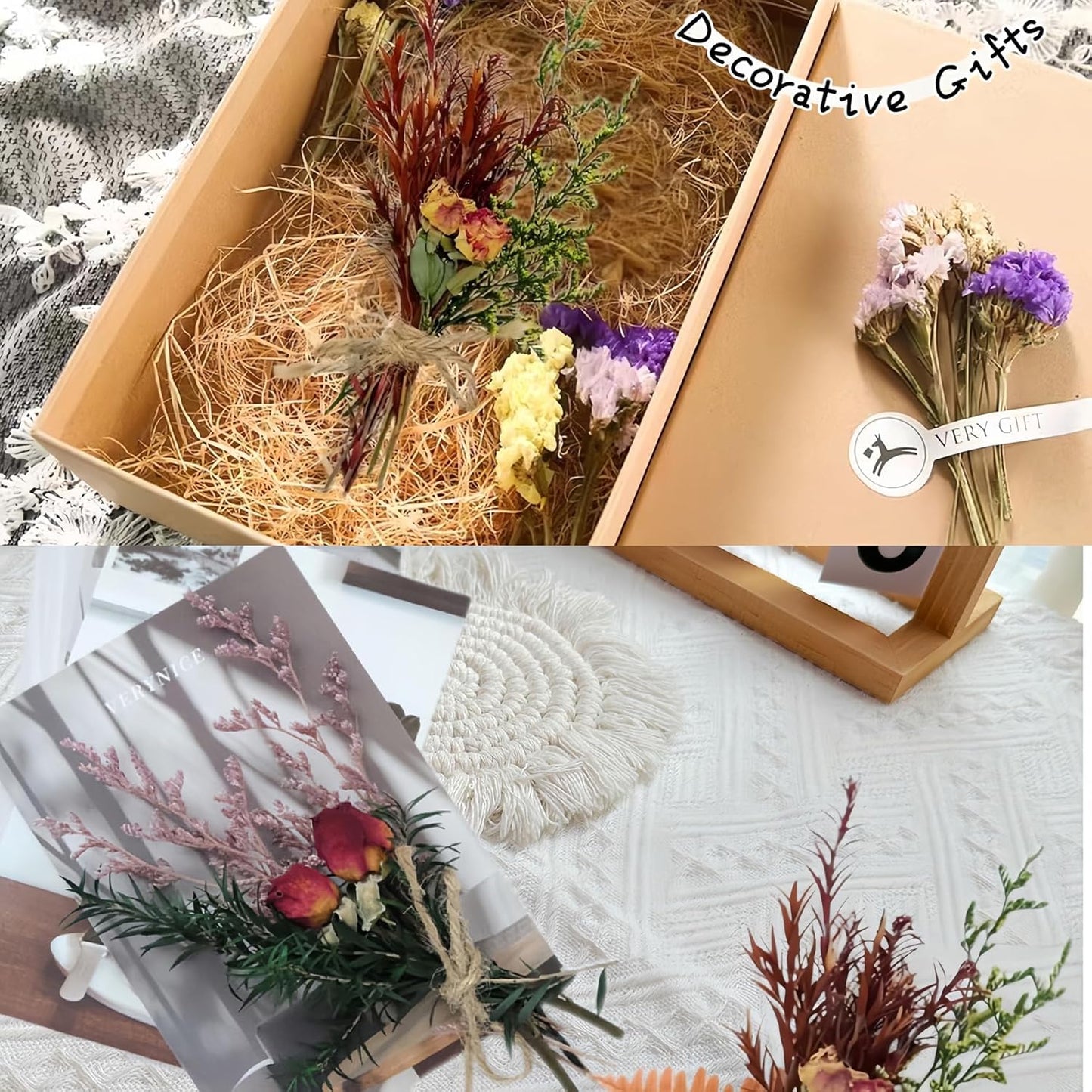 CROISSANT Mini Dried Flower Bouquet 12PCS, Mixed Natural Dried Flowers Bundles, Suitable for Handmade DIY Greeting Card Decoration, Multi-Purpose Craft Flowers