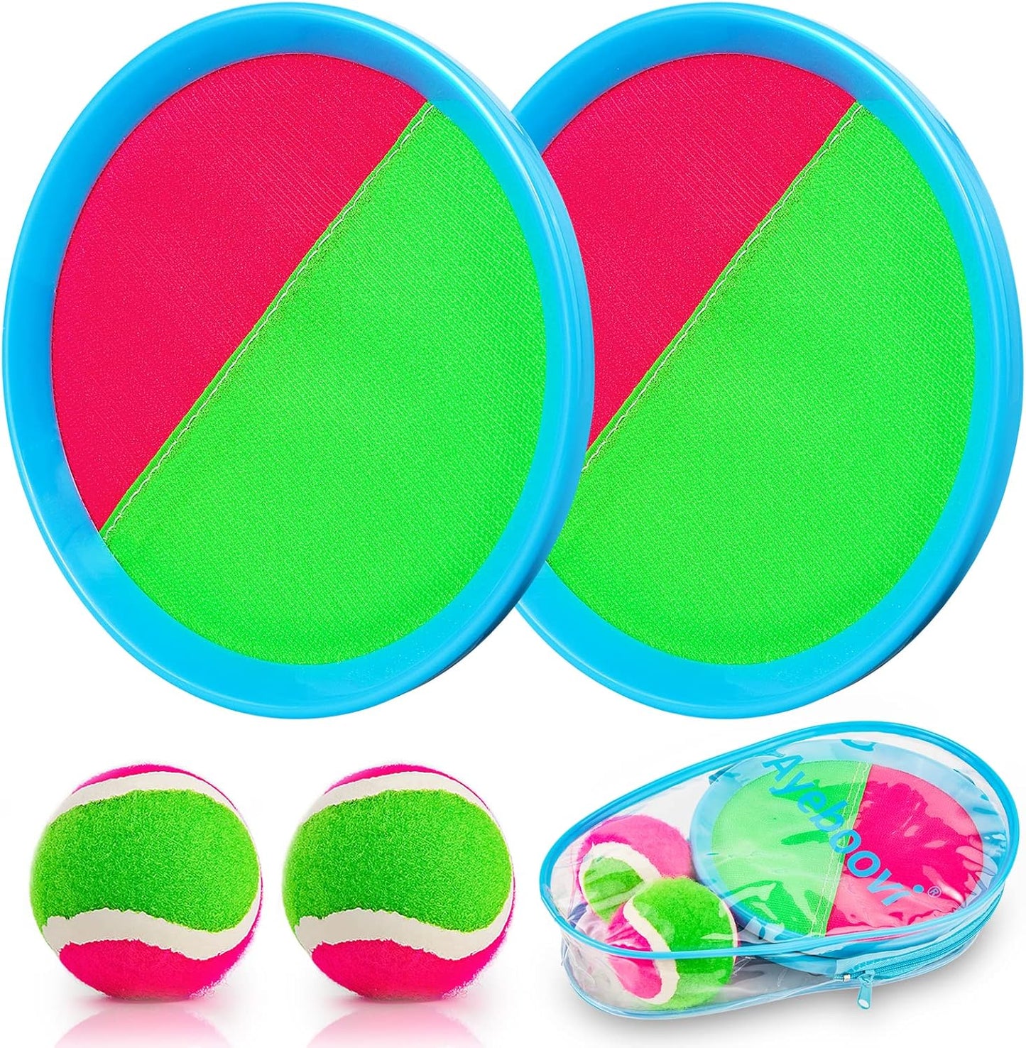 Ayeboovi Toss and Catch Paddle Ball Game Outdoor Beach Pool Sand Toys Outside Lawn Yard Games for 3 4 5 6 7 8 9 10 11 12 Year Olds Girls Boys Toys Birthday Gift (2 Paddles 2 Balls)