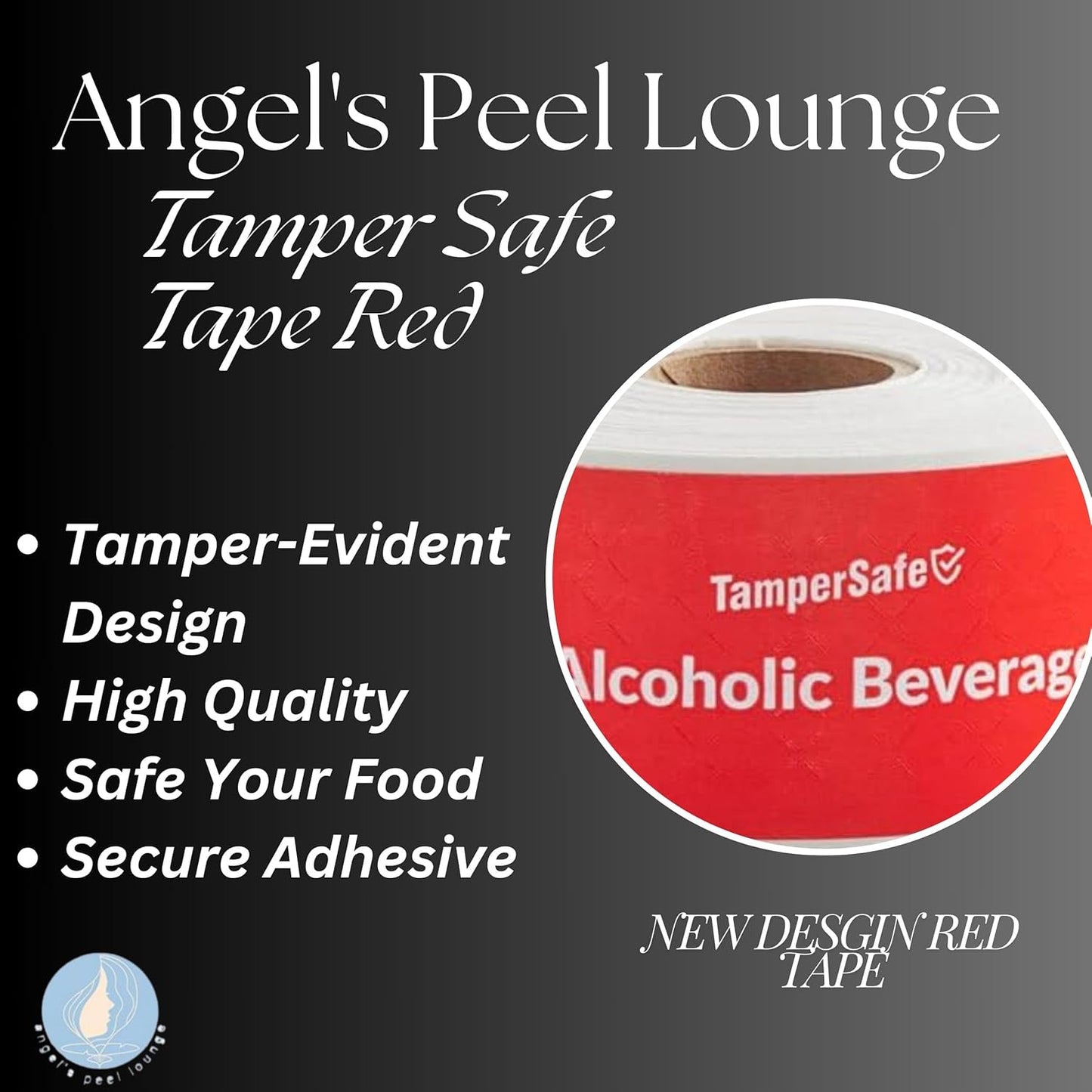 Angel's Peel Lounge Tamper Proof Stickers Roll — Tamper Evident Stickers for Food Delivery, Cups, Bags, Drink Lids, Writable Self Adhesive Seal Tape, Name Label Space - 1.5x6in 250-COUNTS, RED
