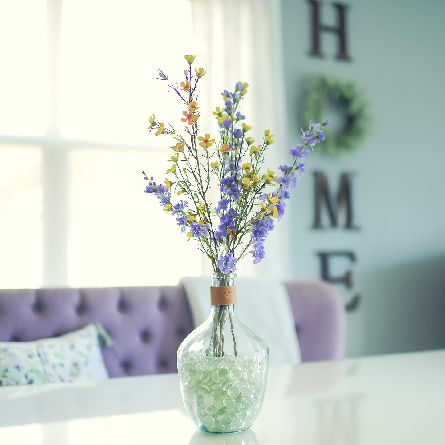 Galashield Flat Glass Marbles for Vases Clear Glass Gems Beads Pebbles Vase Filler (5 LBS, Approx. 540 PCS)