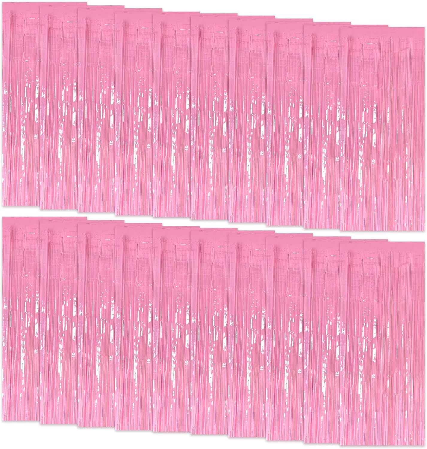 20 Pack Foil Curtain Pink Backdrop Streamers Metallic Tinsel Fringe Curtains Photo Booth Props for Birthday Wedding Engagement Bachelorette Christmas Holiday Celebration Party Decorations