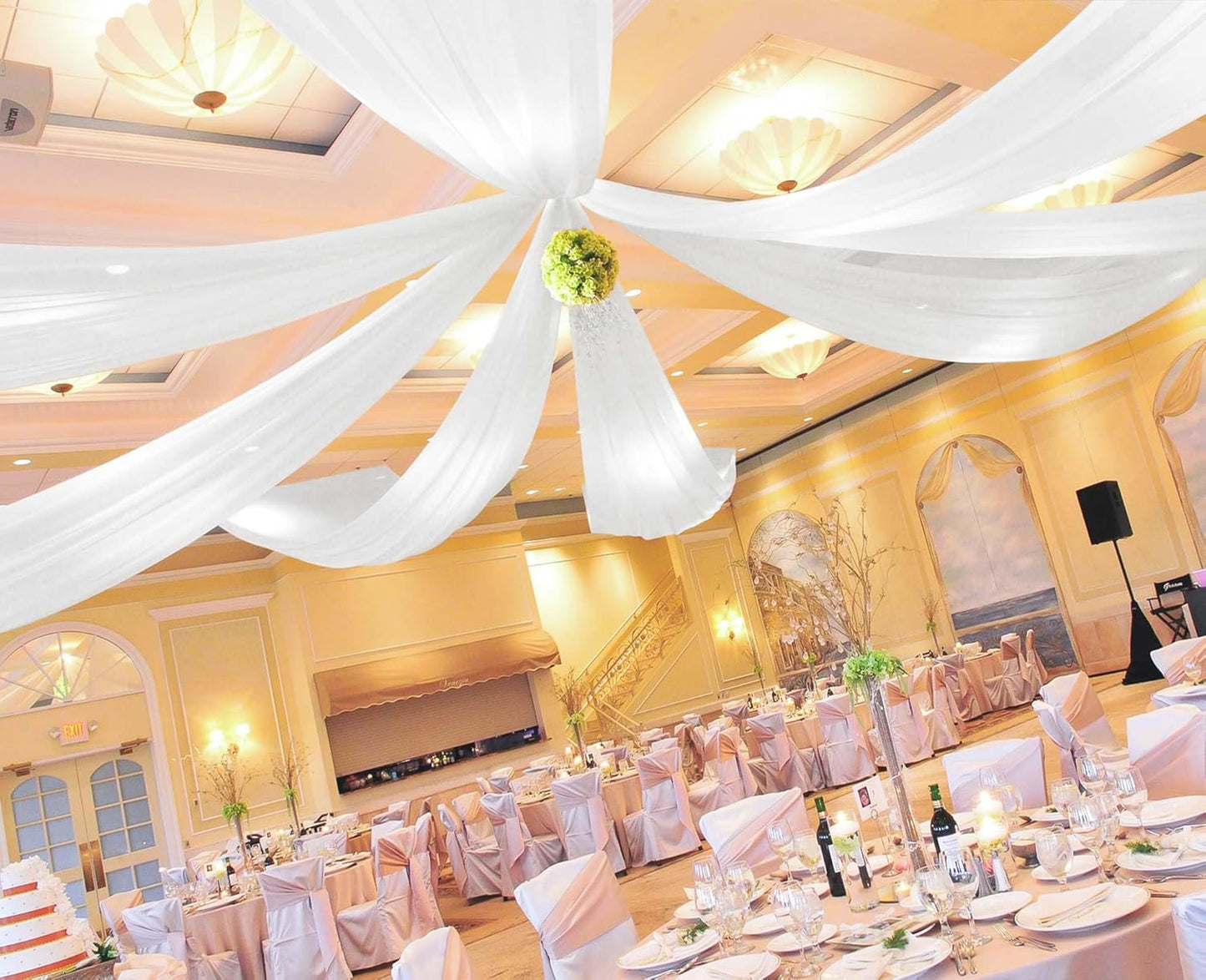 6 Panels White Wedding Drapes - 5ft x 20ft, Wedding Arch Draping Fabric, Cheesecloth Sheer Curtain