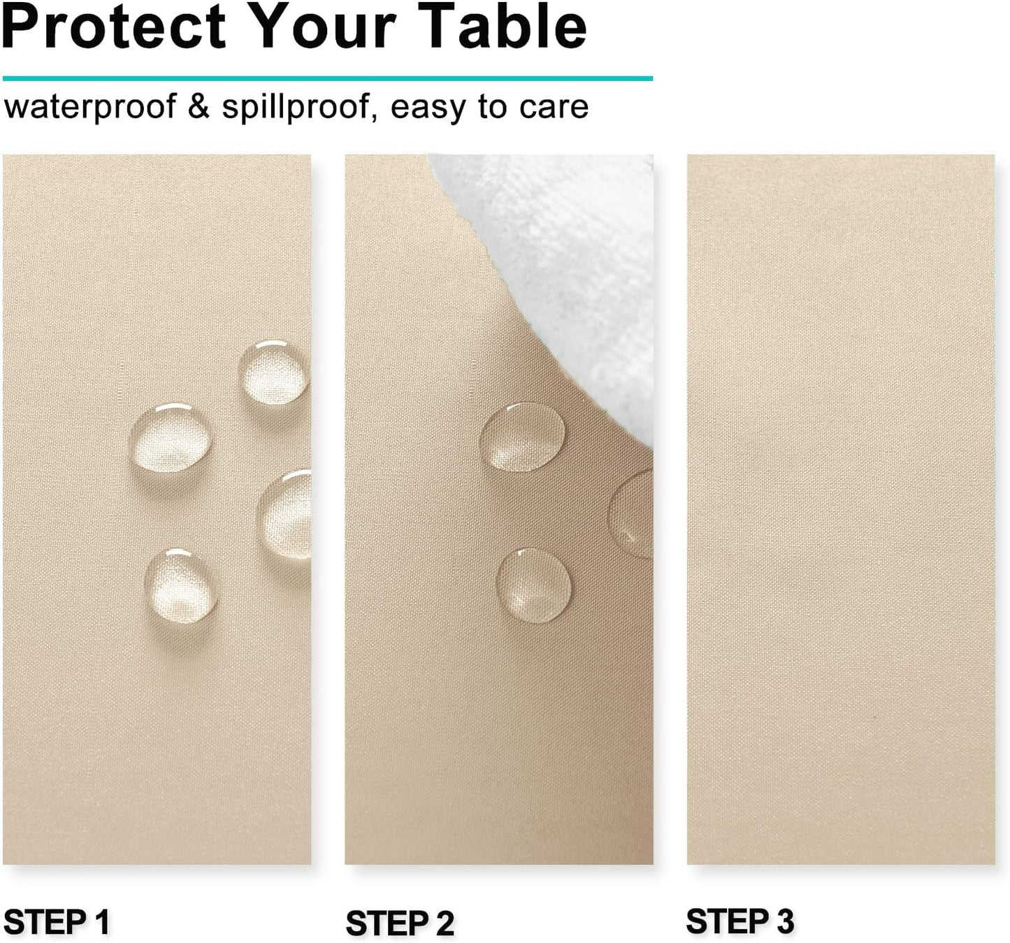 Hiasan Beige Rectangle Tablecloth - Waterproof Spillproof and Wrinkle Resistant Washable Polyester Table Cloth for Dining Party, 52 x 70 inch