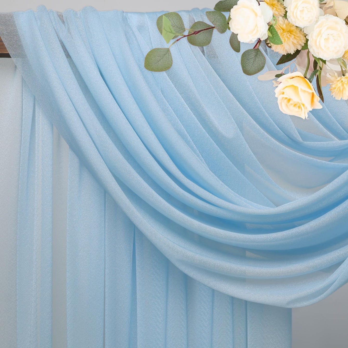 Wokceer Wedding Arch Draping Fabric 28.7" x 20FT Baby Blue Sheer Drapes Backdrop Arch Draping Fabric for Wedding Ceremony Birthday Party Bridal Shower Decoration