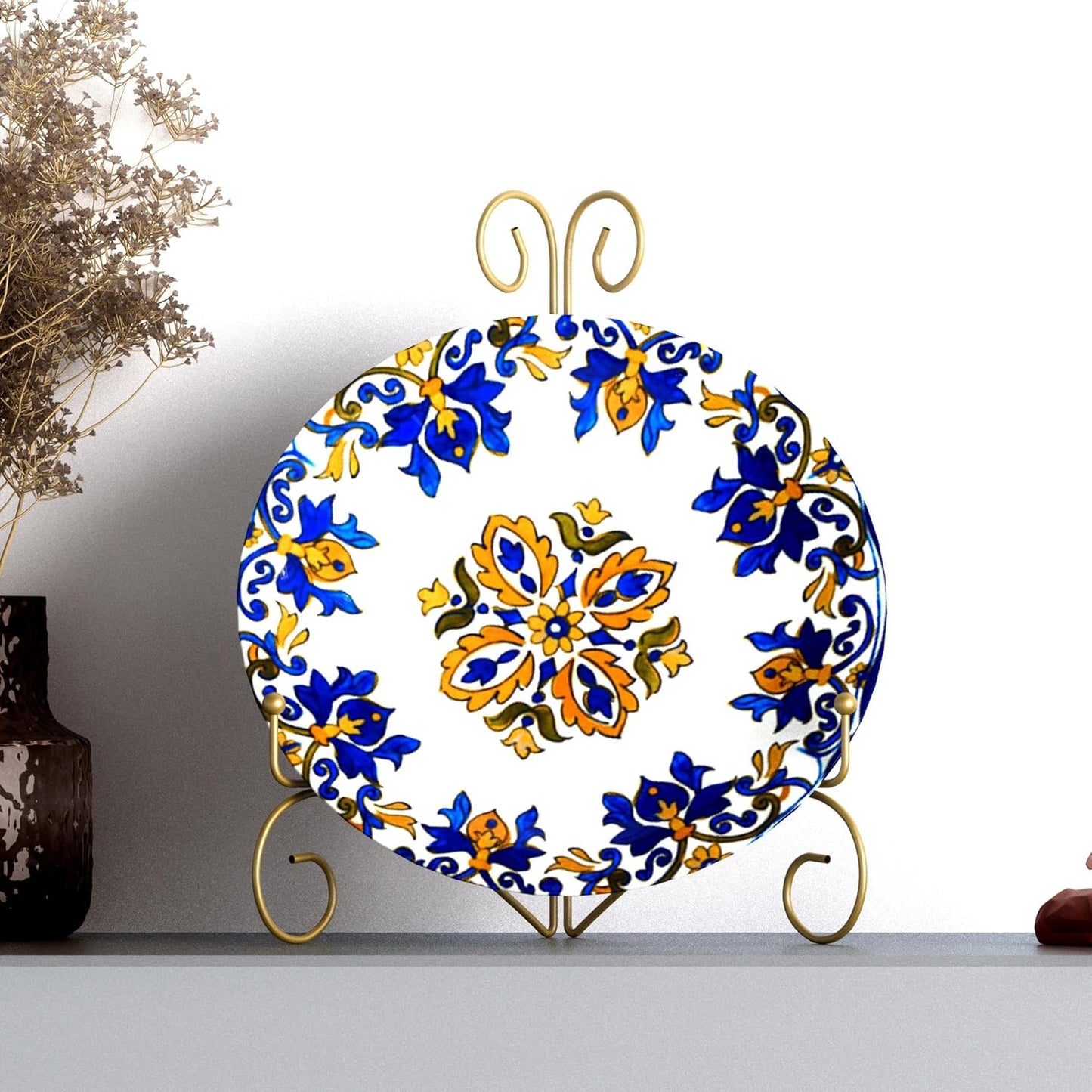 Plate Stand for Display with Hinged Folding Design, 6 Inch Picture Stands for Tables, Small Easels for Displaying Book, Art Piece, Photo and Platter, 6’’ Gold